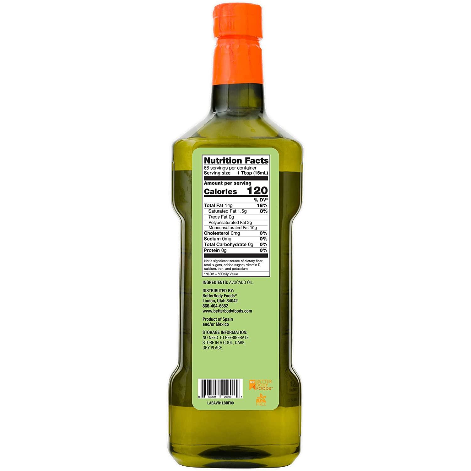 BetterBody Foods Refined NonGMO Cooking Oil, Kosher, Keto and Paleo