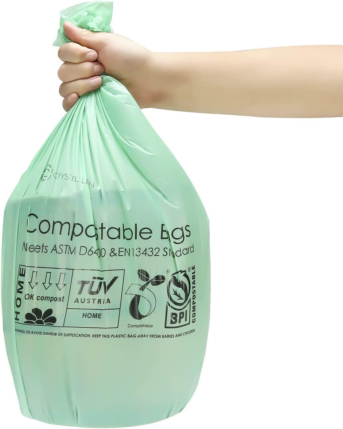 C Crystal Lemon 50 Counts Compostable Trash Bags, 6 Gallon Heavy