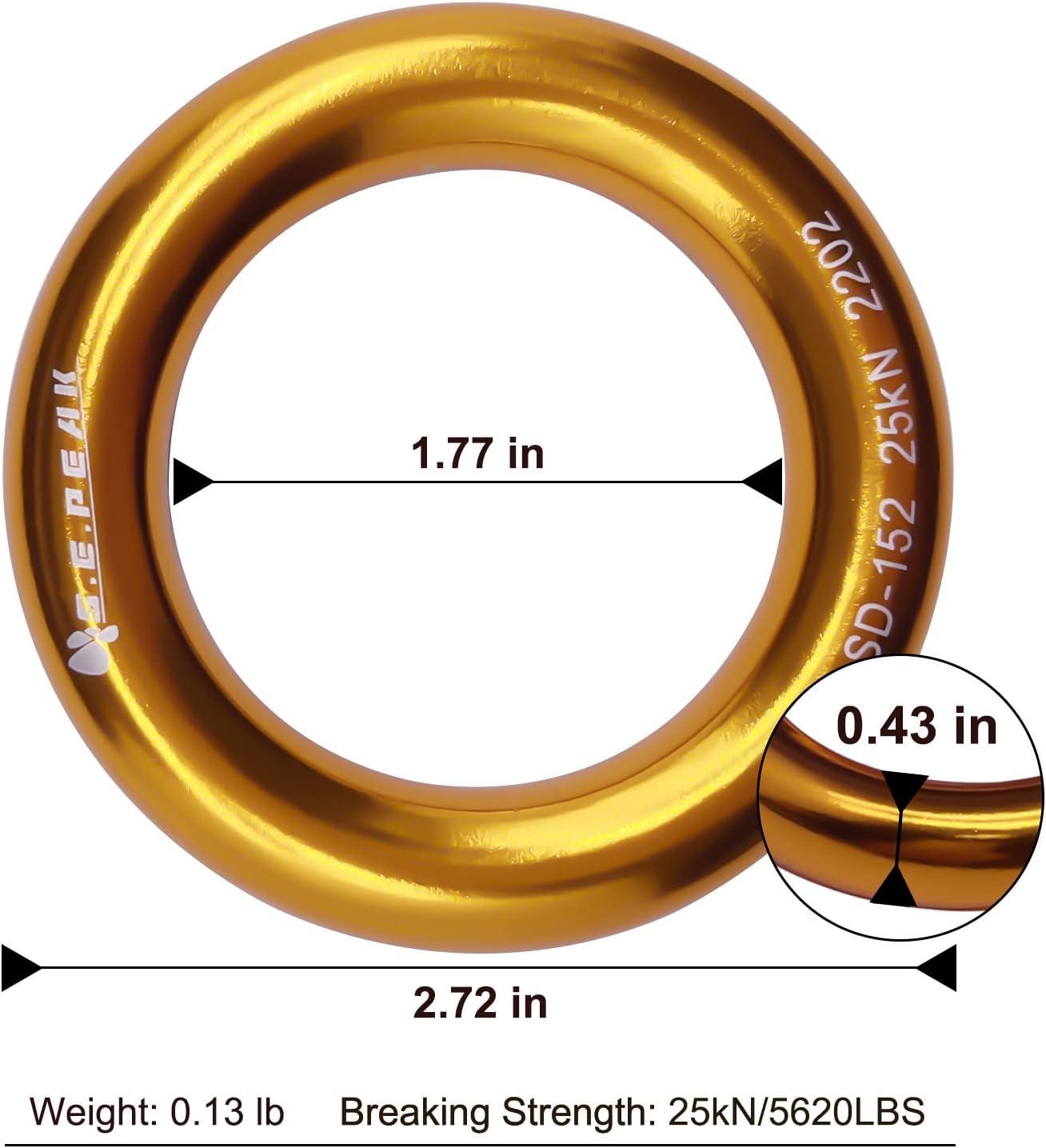 S.E.PEAK 23kN Aluminum Rappel Ring Perfect Tension ORing Connection