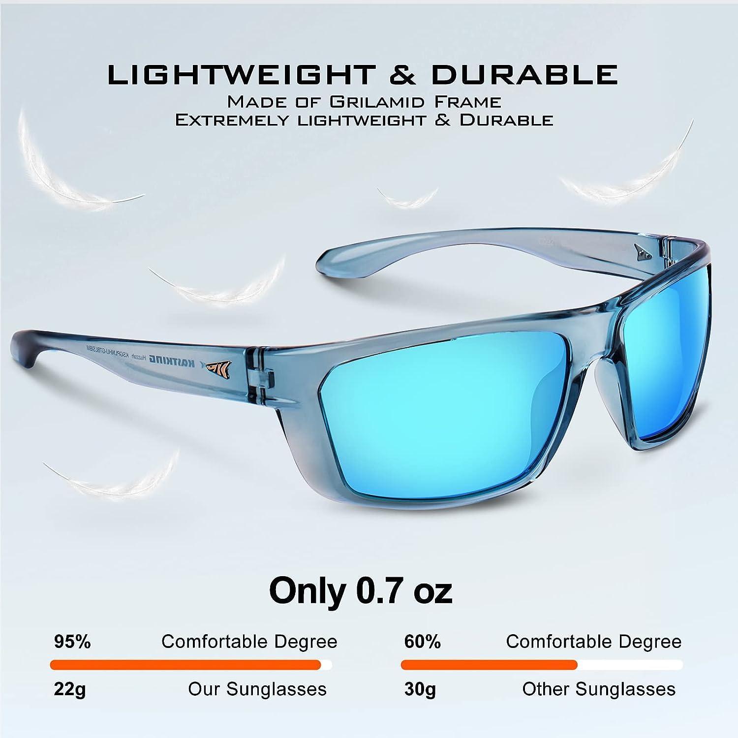 KastKing Huzzah Polarized Sport Sunglasses for Men and Women, Ideal for  Driving Fishing Cycling and Running,UV Protection Frame: Gloss Tal Light  Blue /Lens: Smoke - Ice Blue Mirror
