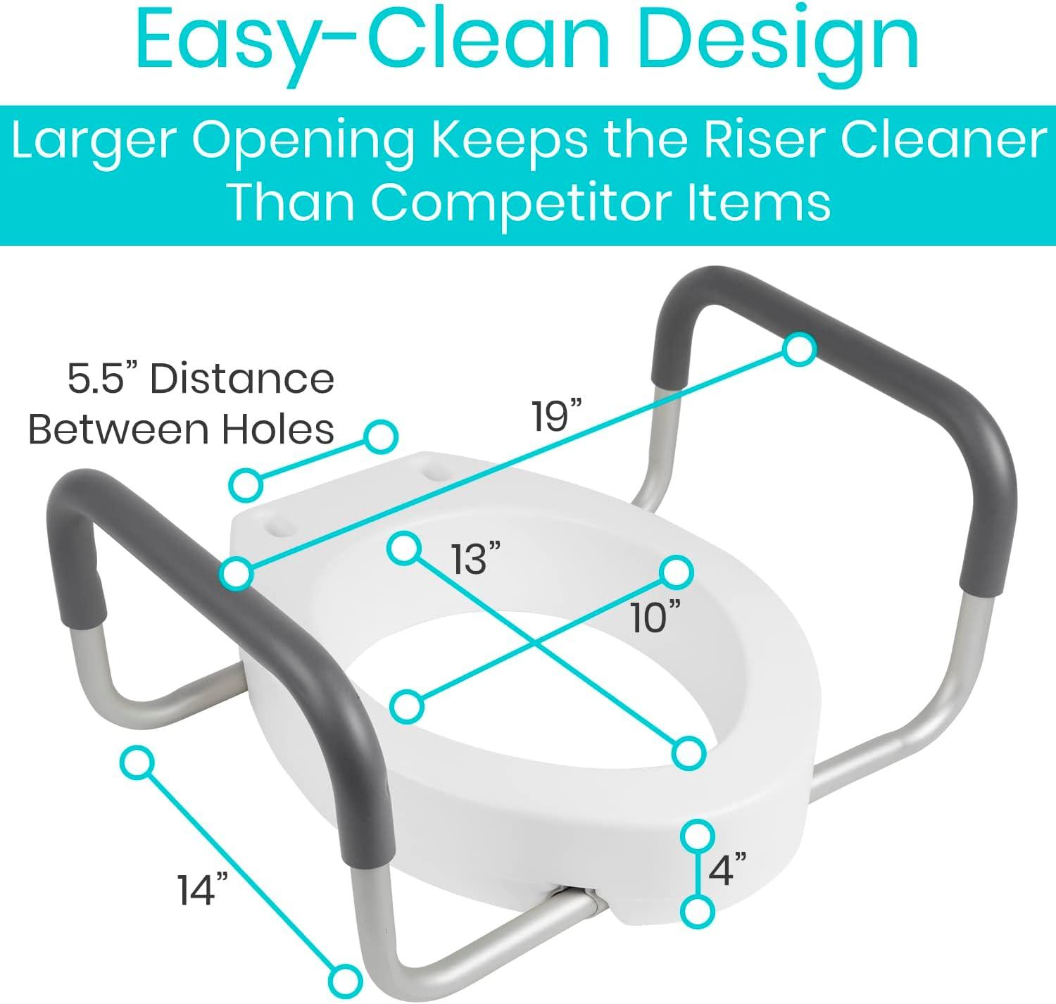 Vive Raised Toilet Seat Riser with Handles Grab Bar Seat for Seniors