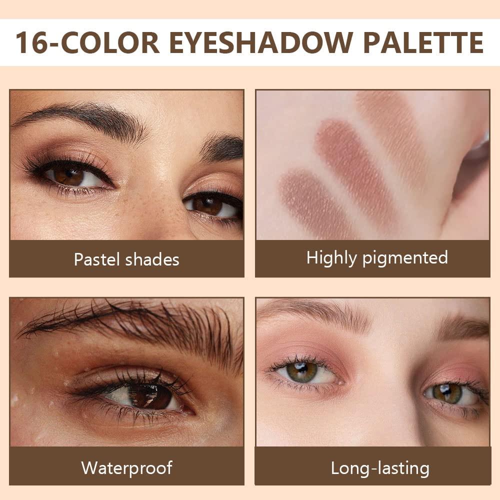 16 Colors Pro Matte Nude Eyeshadow Palette.Warm Earth Natural Tone Powder  Palet for Eye Makeup.Long Lasting Light to Dark Brown Orange Eye Shadow  Primers paleta de sombras de ojos