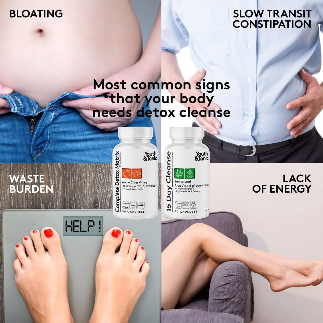 3pk Detox Cleanse Bundle for Weight Management Colon Cleanser + Water