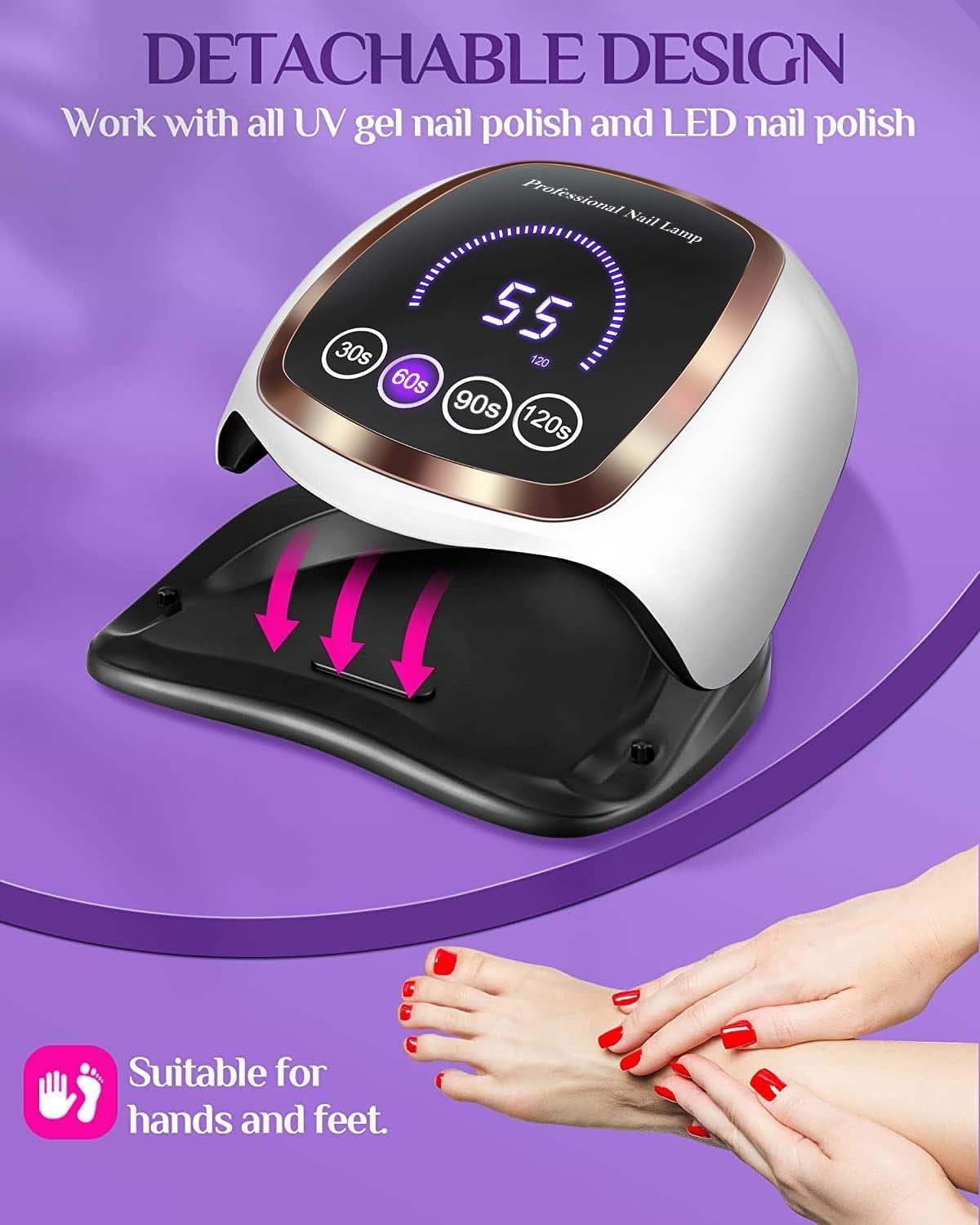 Professional UV LED Nail Lamp for Gel Polish 168W with Timer Setting