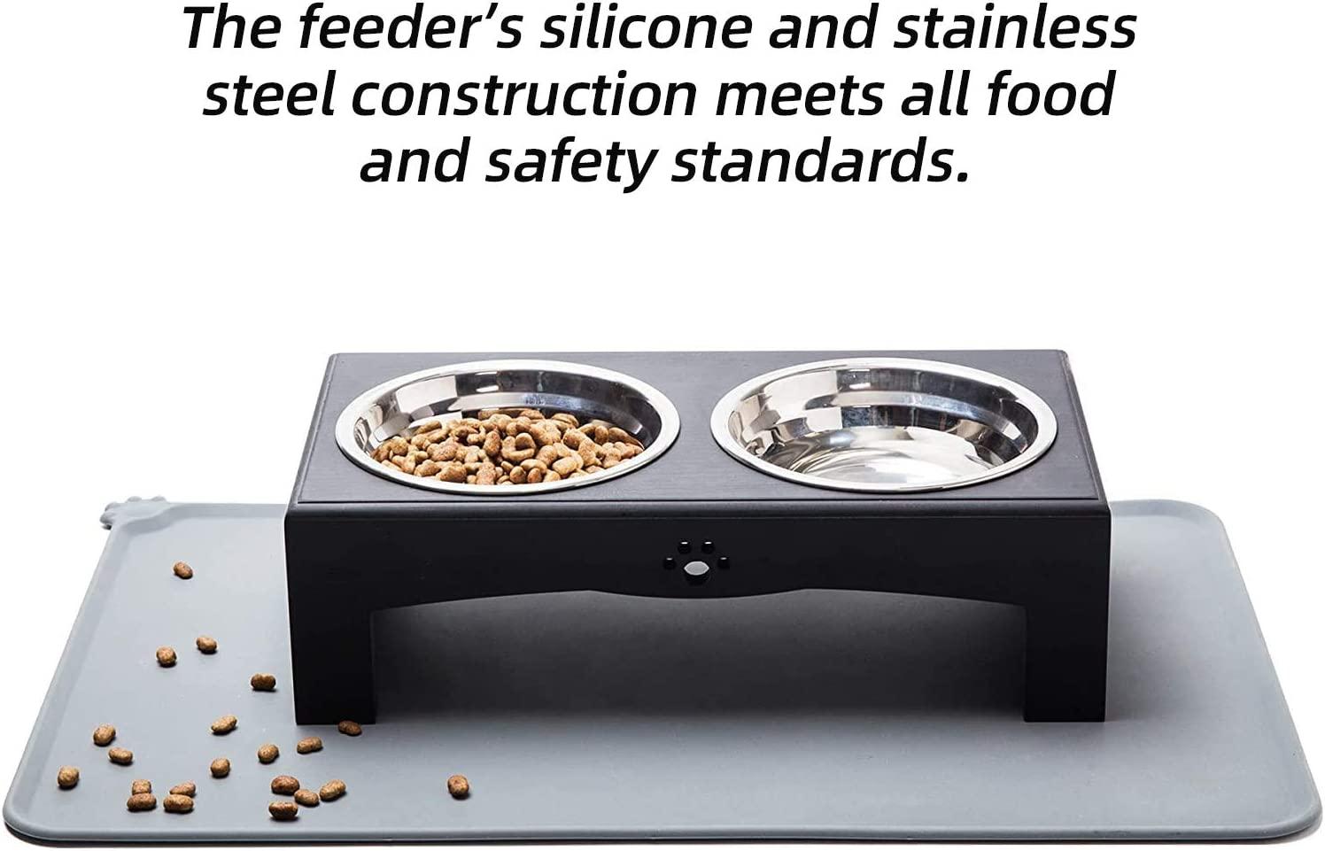 XKX Elevated Dog Bowls for Small Dogs and Cats - Stainless Steel Bowls with  Stand and Silicone Mat - Raised Feeder for Puppies and Kittens - Black |  Buy Now with Express