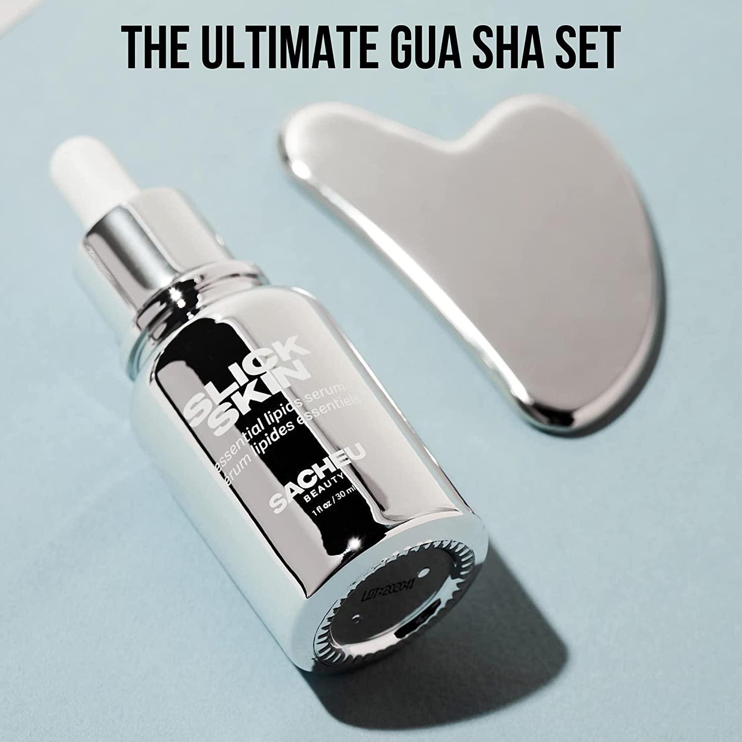 SACHEU Gua Sha Starter Kit with Slick Skin Oil Facial Gua Sha Tools and Gua Sha Oil Bundle