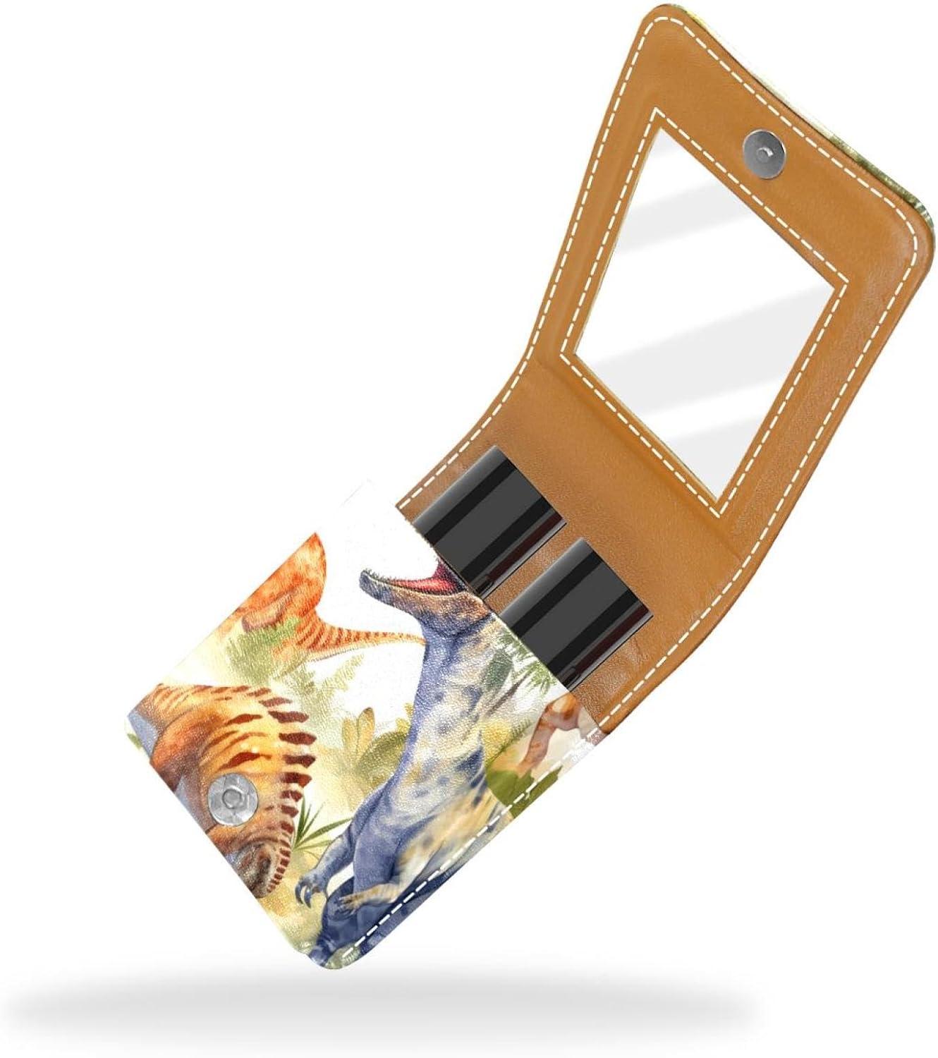 Dinosaur Cartoon Leather Lipstick Case Mini Lip Gloss Organizer