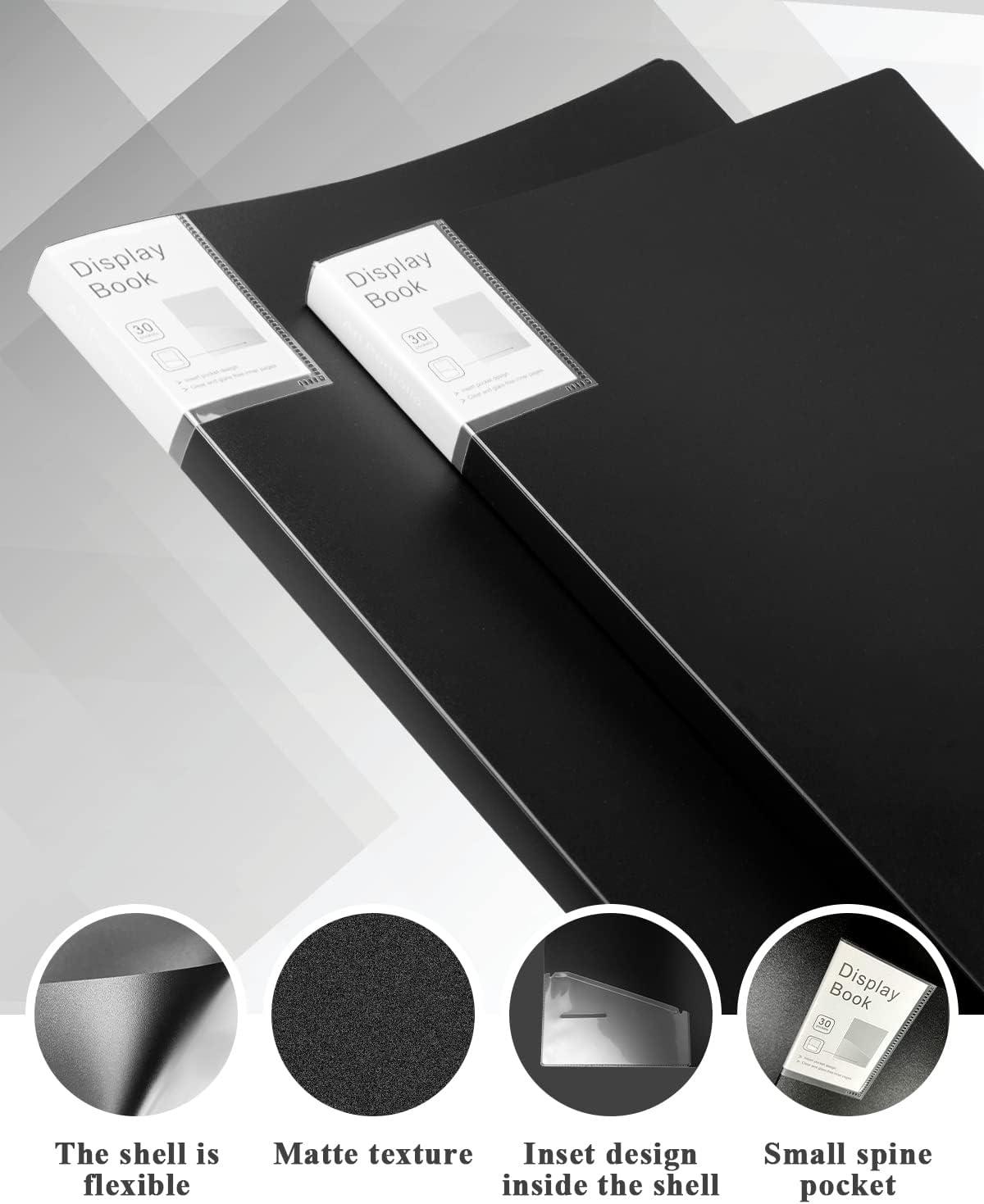 Folder with Plastic Sleeves 1 Pack 18x24 Black Portfolio Folder for  Artwork Display Book 30 Pockets 60 Page Capacity 18 24 1