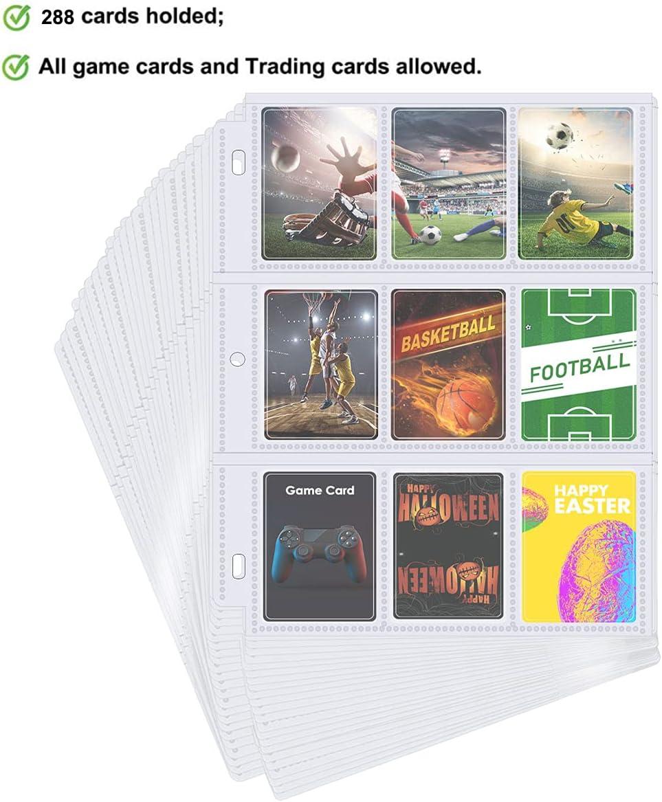POKONBOY 288 Pockets Trading Card Sleeves - 9-Pocket Binder Sheets for  Standard Size Cards - Sport, Game, Business Card Storage | Buy Now with  Express International Delivery | GoSupps.com