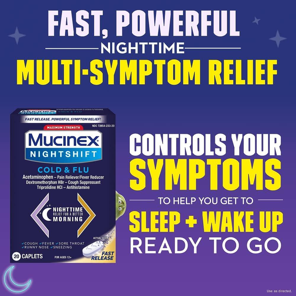 Mucinex Nightshift Cold & Flu Maximum Strength Powerful Multisymptom
