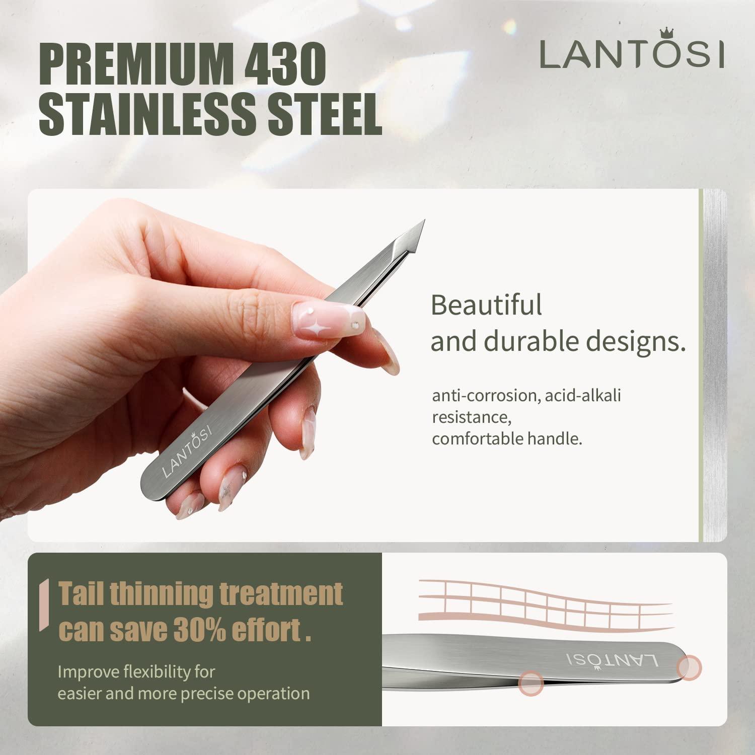 Lantosi Tweezers Set Eyebrows Tweezers for Women and Men, Lash