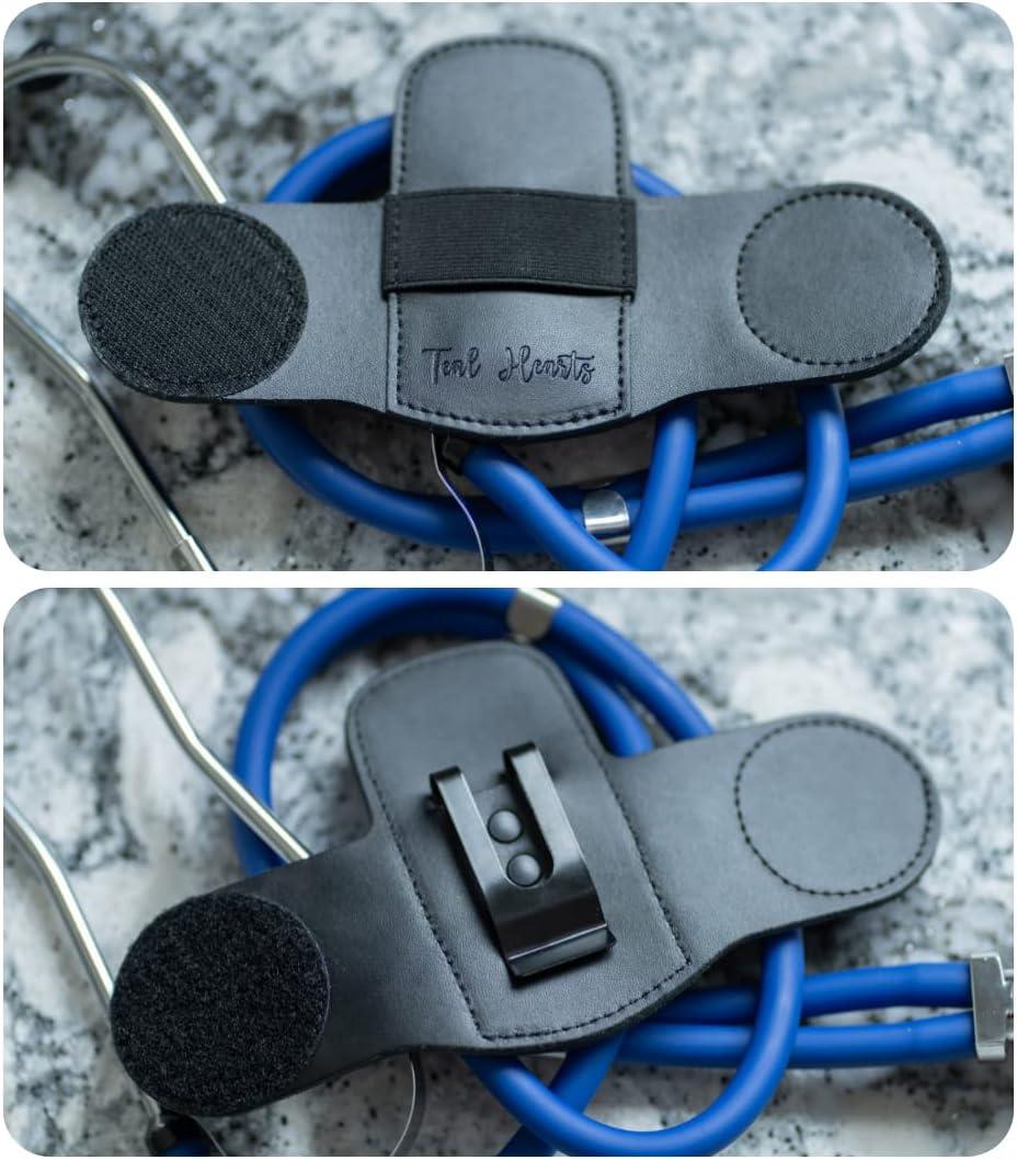 Stethoscope Holder Hip Clip Genuine Leather Elastic Strap Stethoscope