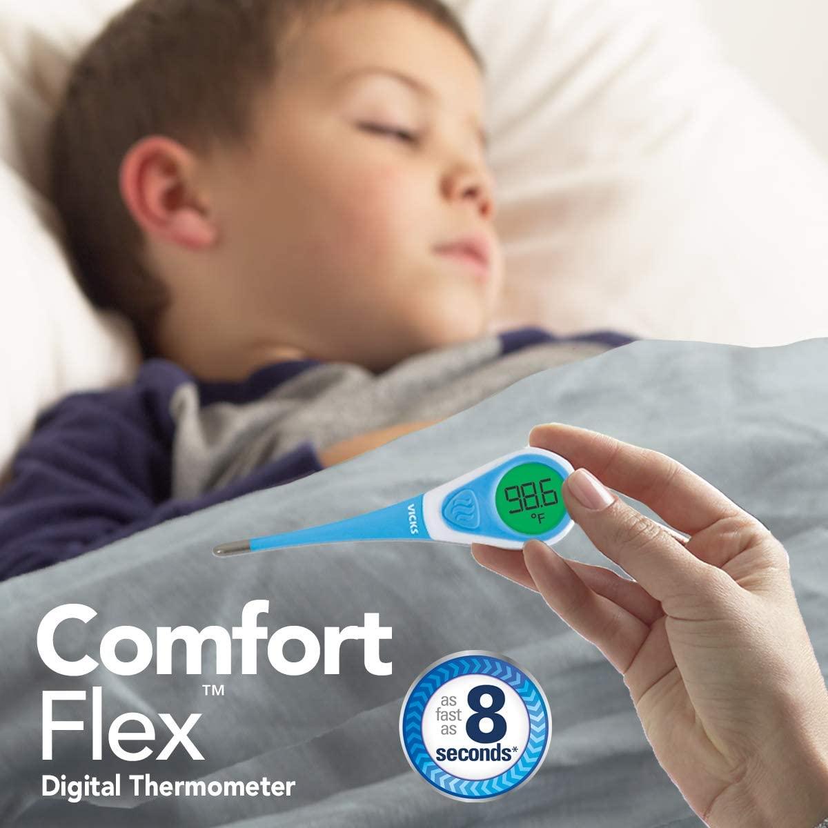Vicks ComfortFlex Digital Thermometer Accurate Color Coded Readings in