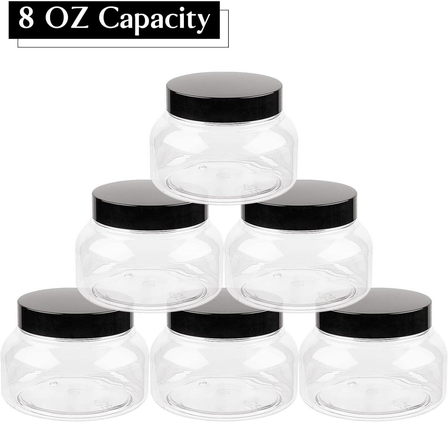 8 Oz SQUARE Clear JARS Empty Plastic Cosmetic Containers PET Jars