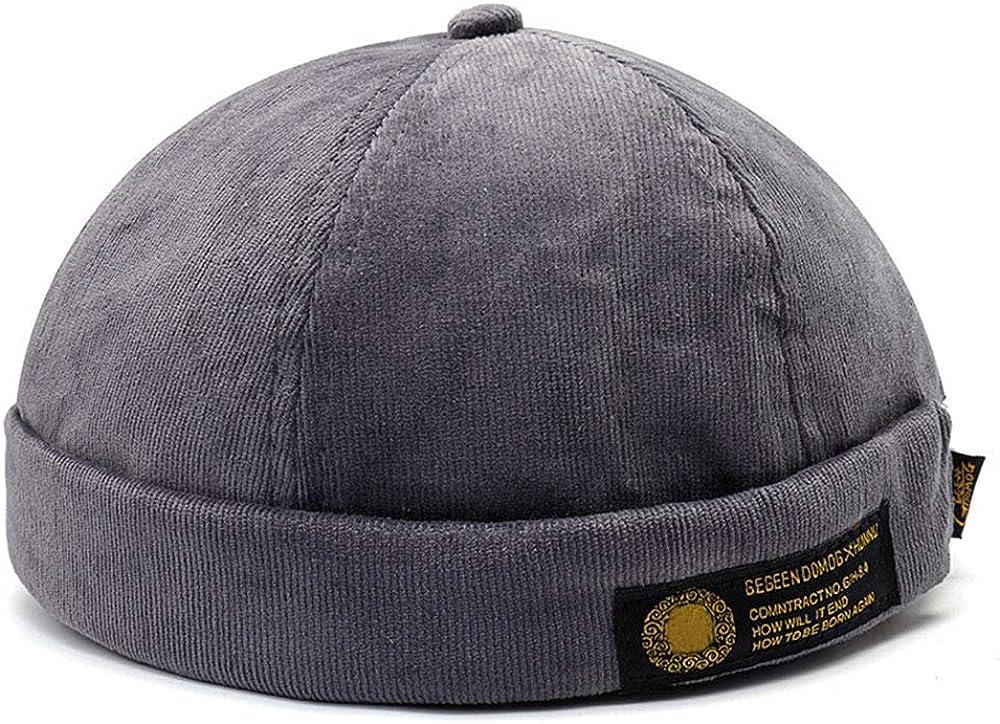 XYIYI Noir Homme Chapeau Sans Bord En Velours Côtelé Casquette Docker Casquette Sailor Casquette Travailleur Casquette