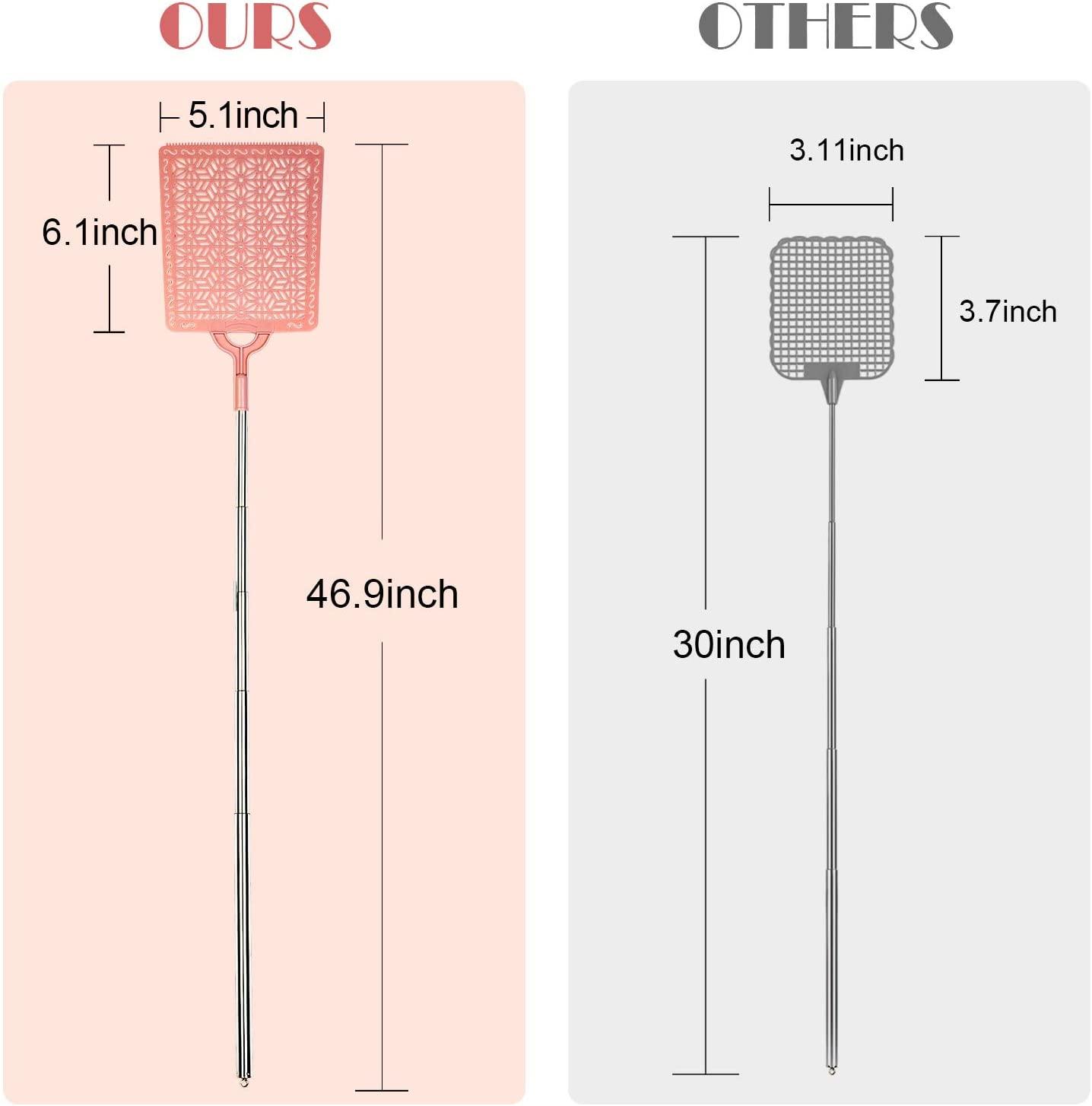 Boao 3 Pieces Fly Swatter Manual Retractable Fly Swatter Detachable