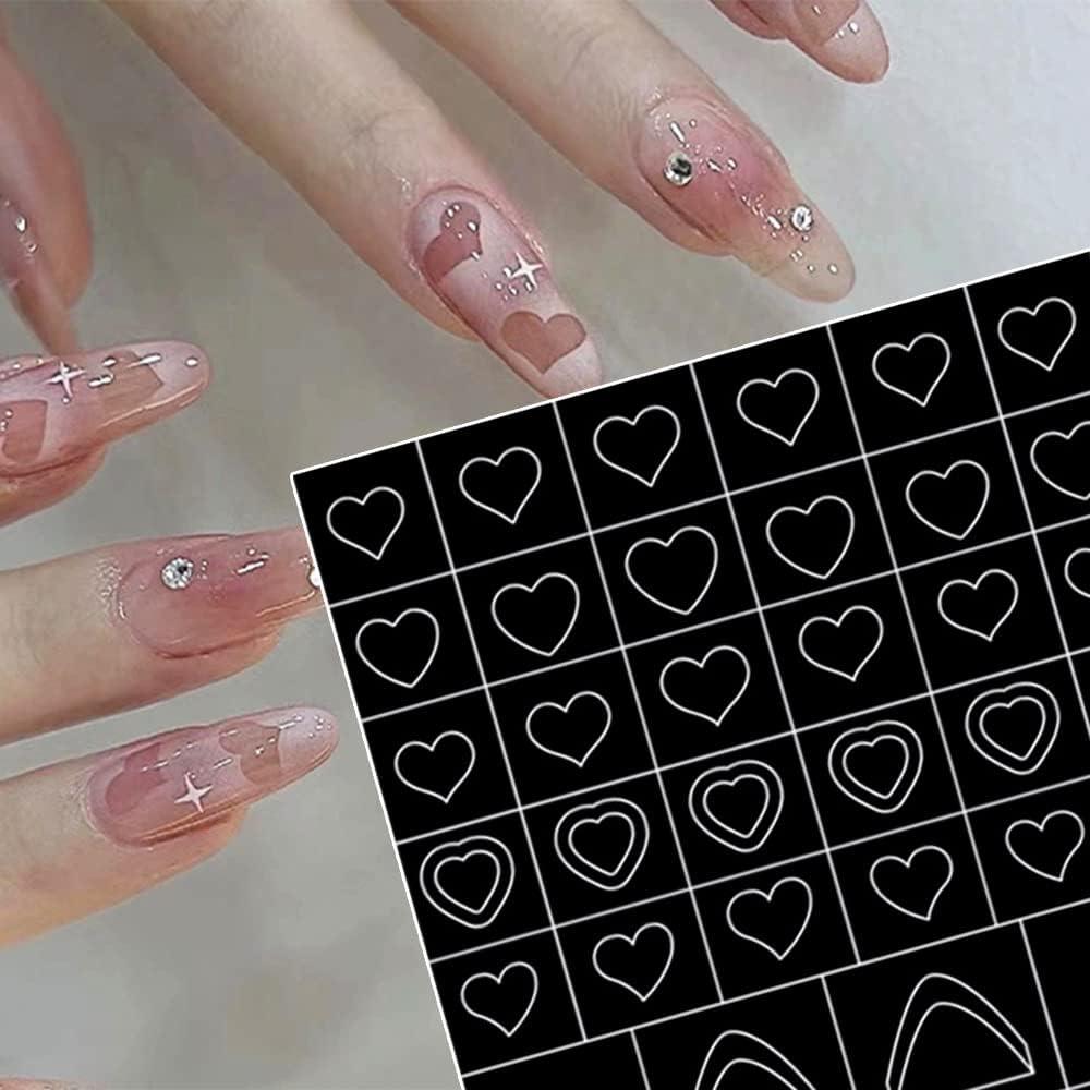 Dornail 6 Sheets Airbrush Stencils Nail Stickers Butterfly Flower Moon Star  Heart Cross French Nail Decals Printing Template Stencil Tool DIY Nail  Designs Nail Art Decorations