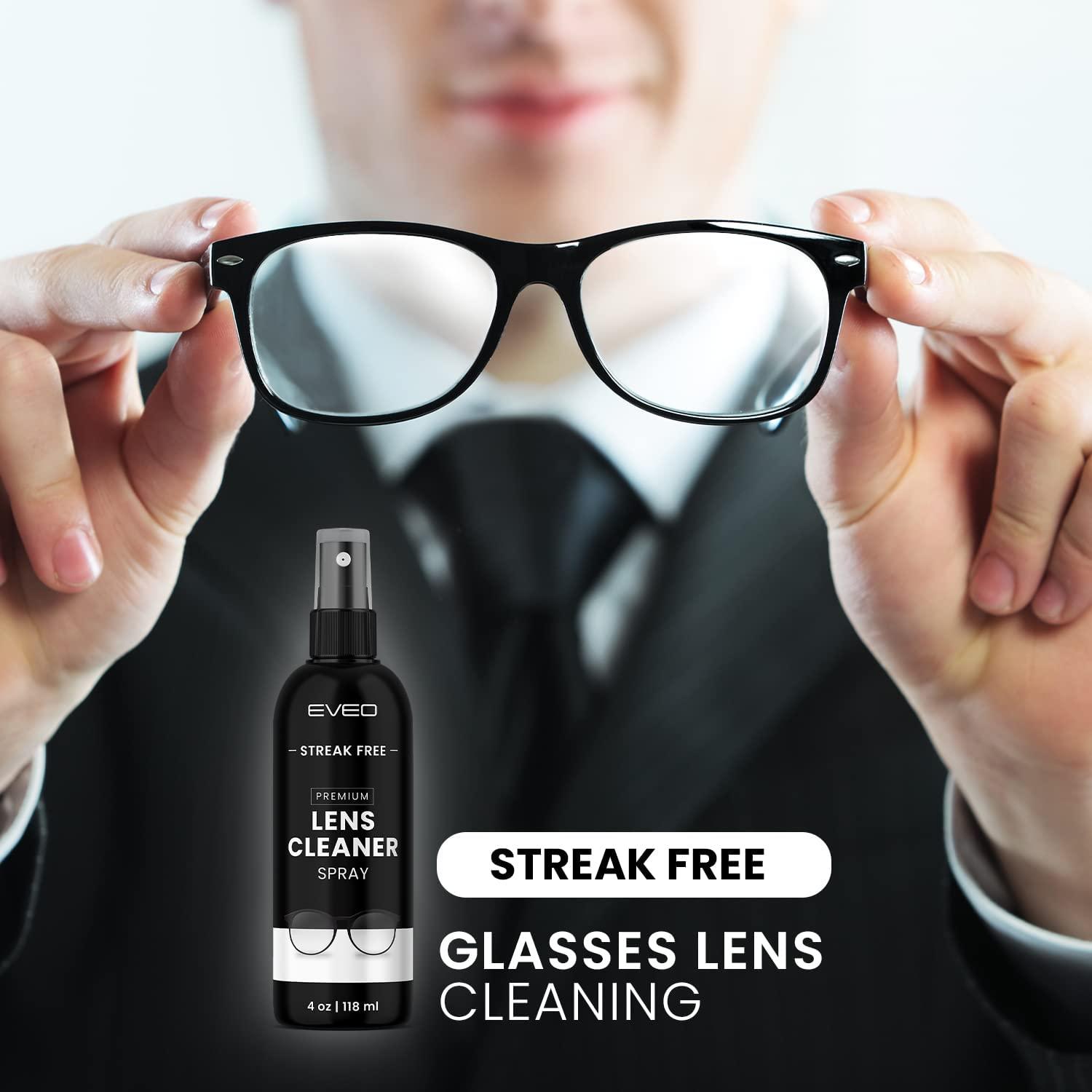 EVEO Eyeglass Cleaner Spray No Streaks Technology with Microfiber