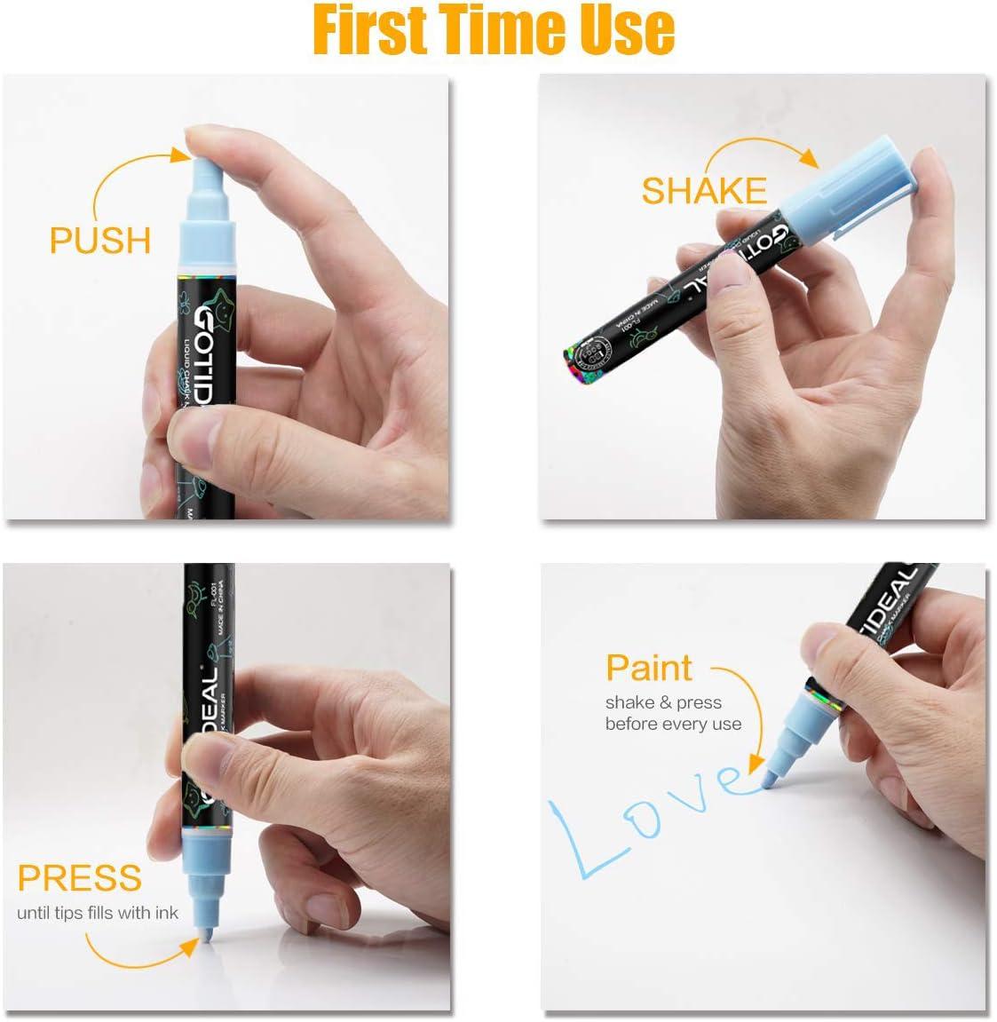 Neon & Pastel Chalk Markers Reversible Nib - Pack of 30 Pens Fine Tip - 3mm