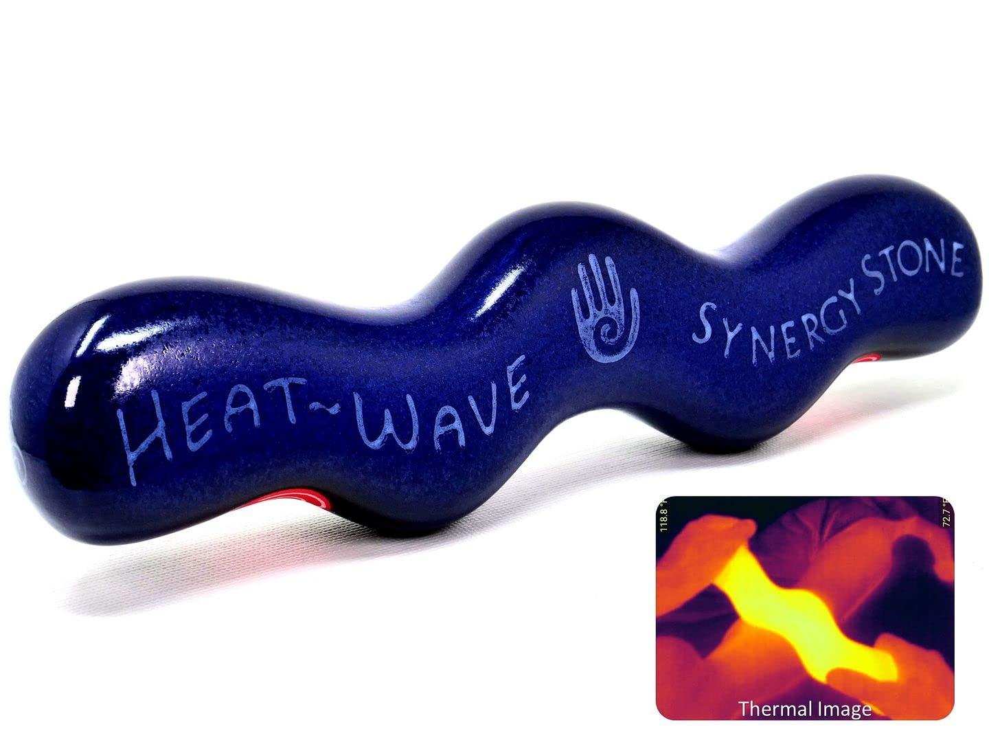 HeatWave Synergy Stone (Sapphire) Contoured Hot Stone Massage Tool for Relaxing and