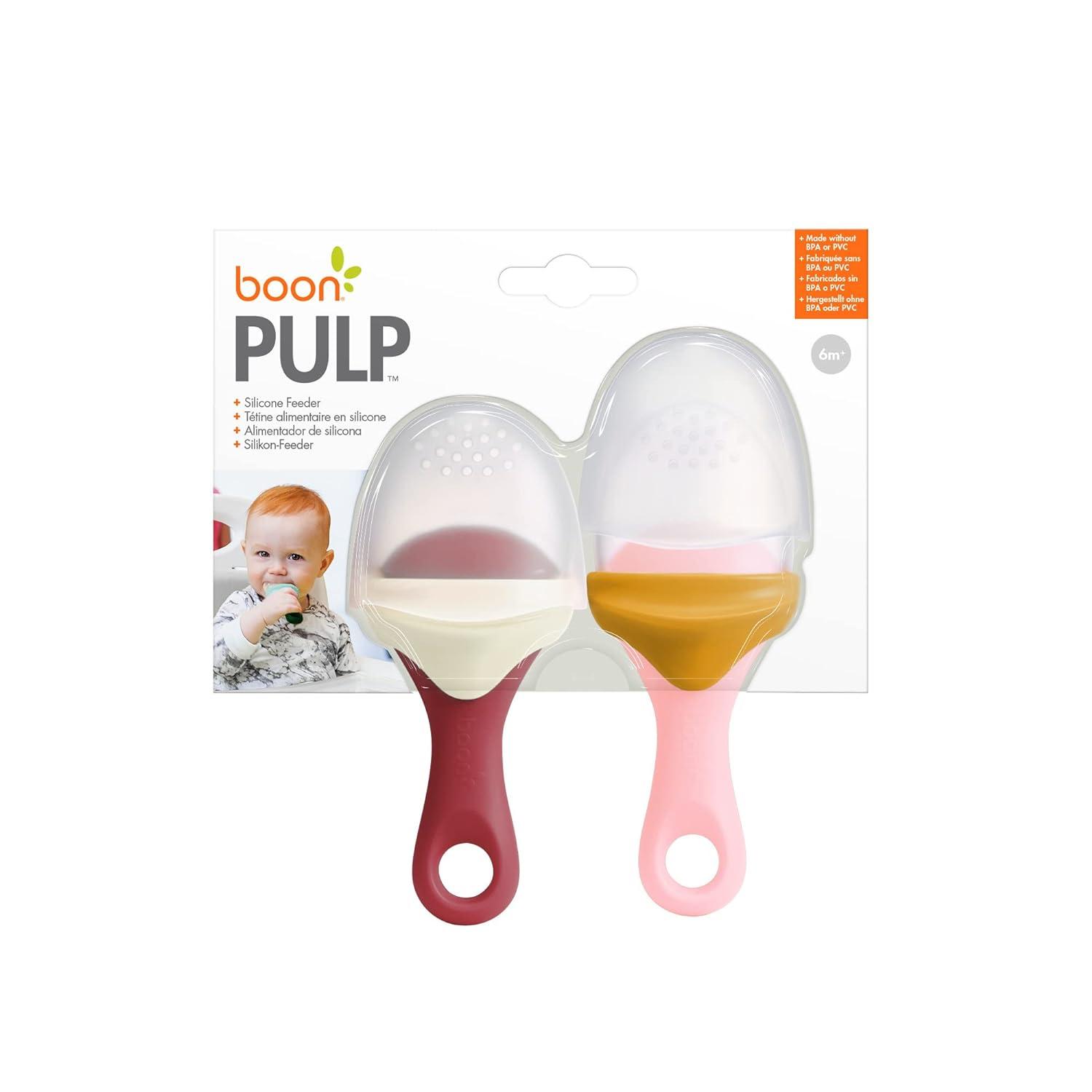 Boon PULP Silicone Baby Feeder Pack Orange/Pink White/Mauve