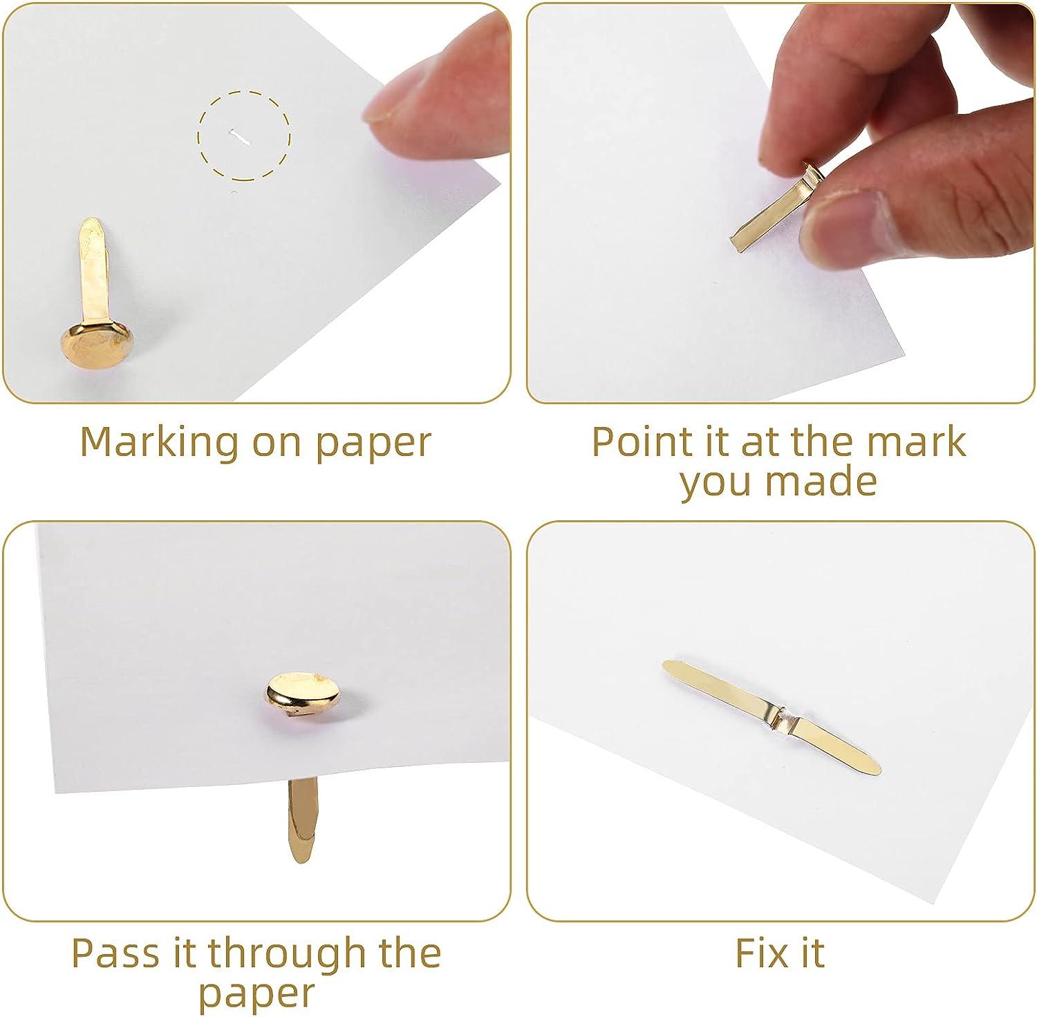 240PCS Mini Brads Fasteners, 4.2 Mm Metal Paper Clips For Crafts, Round