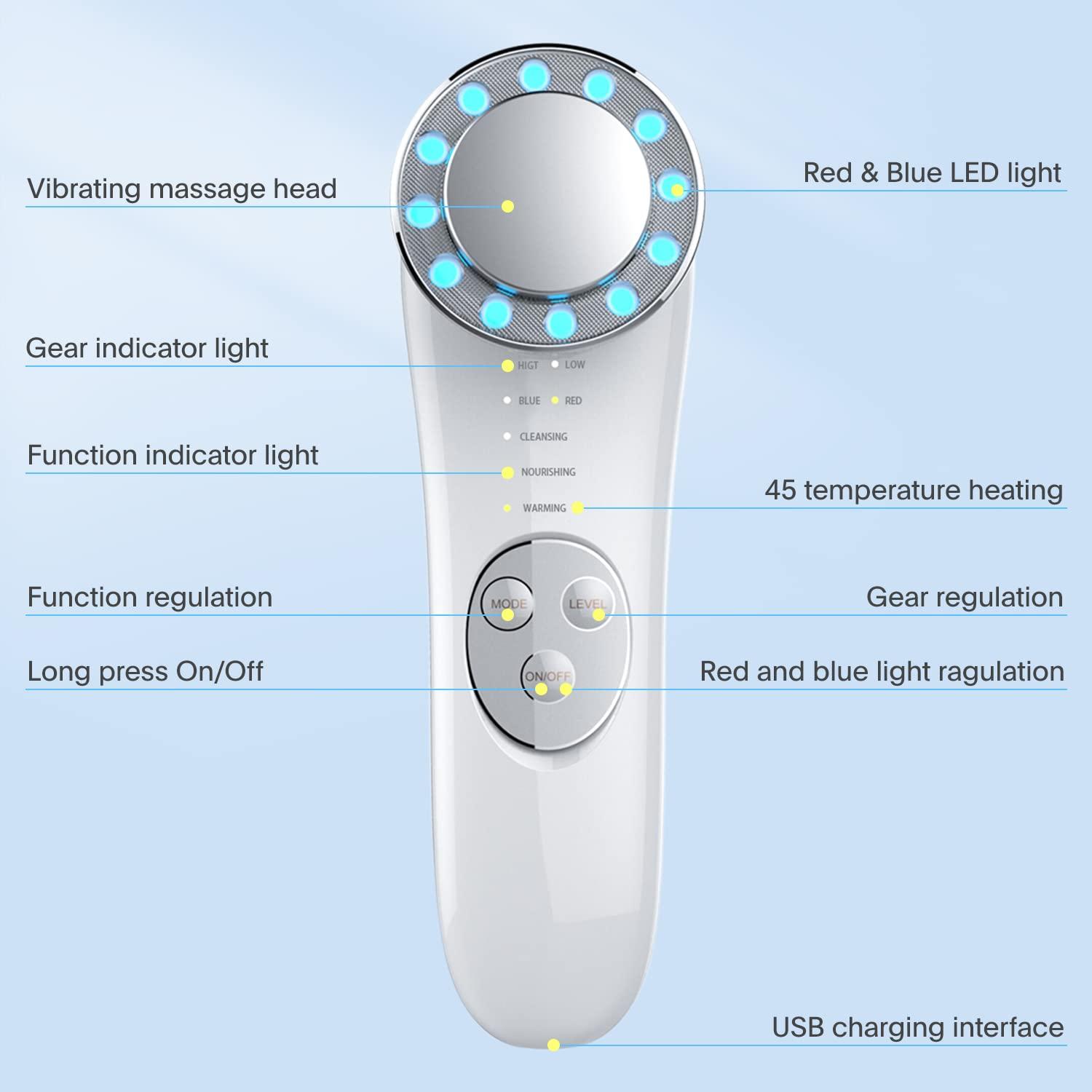 Facial Massager, Skin Care Tools 7 in 1 High Frequency Facial Machine, Skin Care Galvanic Facial