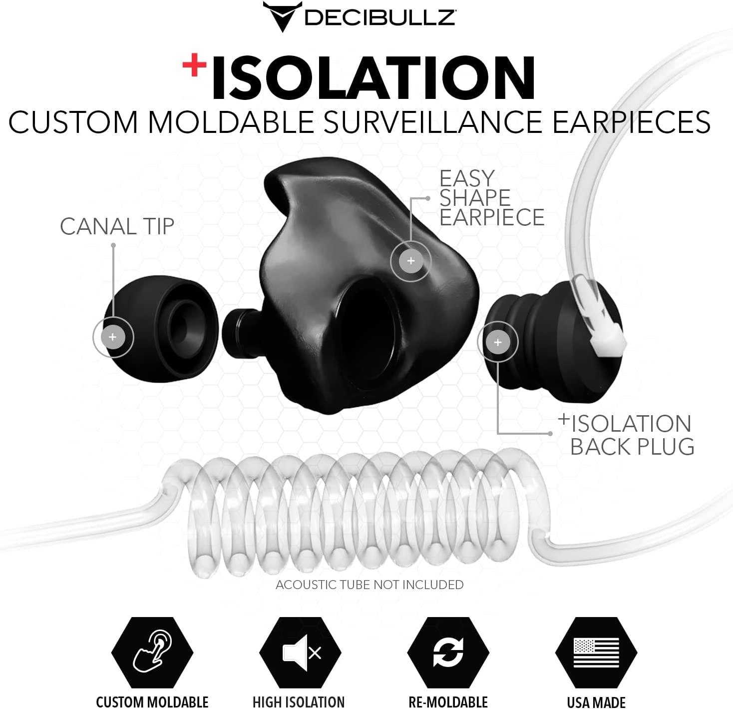 Decibullz Custom Molded Security Radio Surveillance Earpiece Set