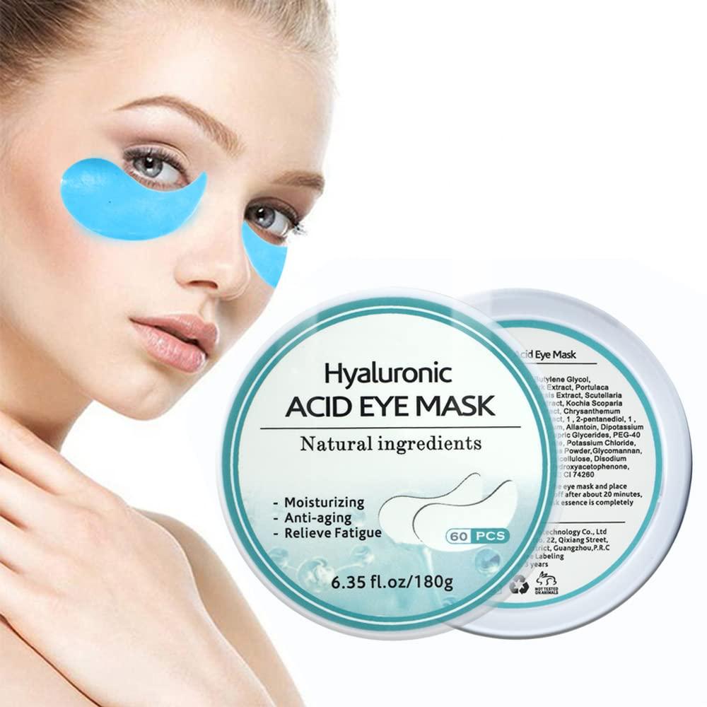 Hyaluronic Acid Eye Patches 60PCS Moisturizing Gel Pads with Collagen for Dark Circles