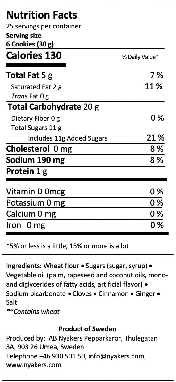 Nyakers Gingerbread Snaps Cookie Tin, Finest Ginger Snaps Original Flavor Swedish Cookie, 750 g