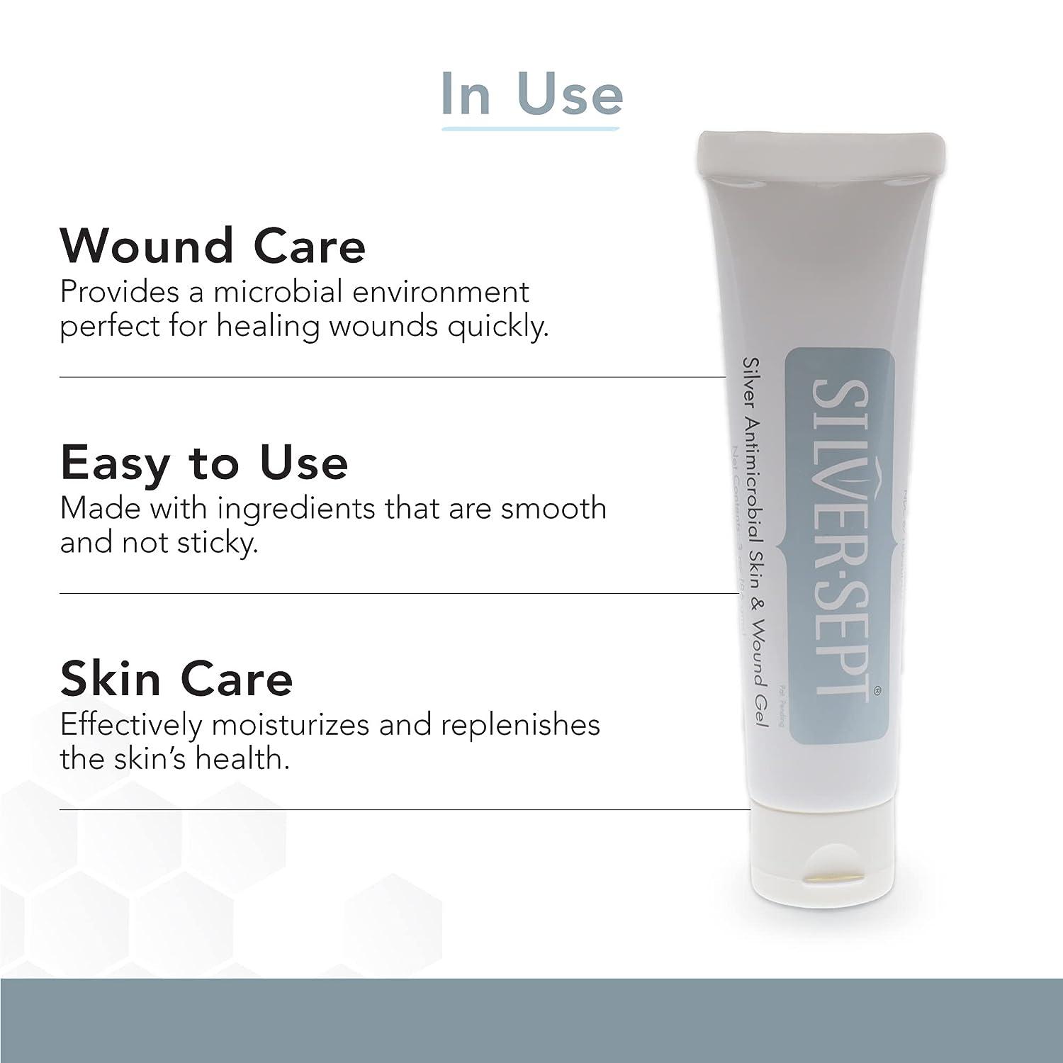 SilverSept Silver Antimicrobial Skin and Wound Gel, 3 oz. Tube for