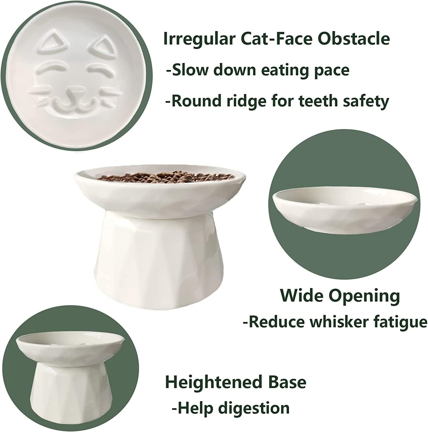 Bol Pour Chat Cat Bowls, 200ml Cute Mushroom Ceramic Raised Pet