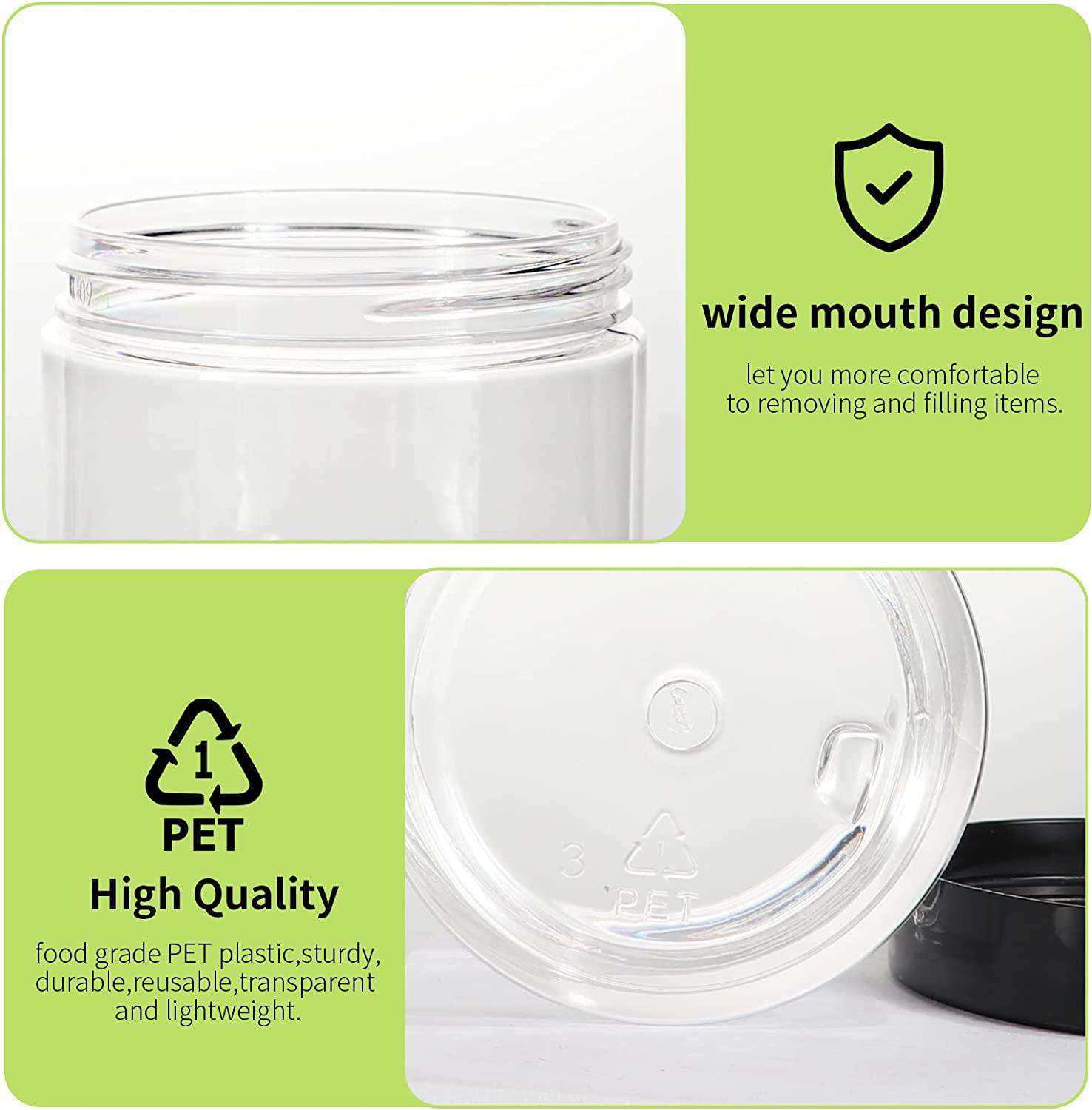 Slime Containers with Water-tight Lids (8 oz, 12 Pack) - Clear Plastic Food  Storage Jars with Individual Labels- Great for your slime kit - BPA Free 