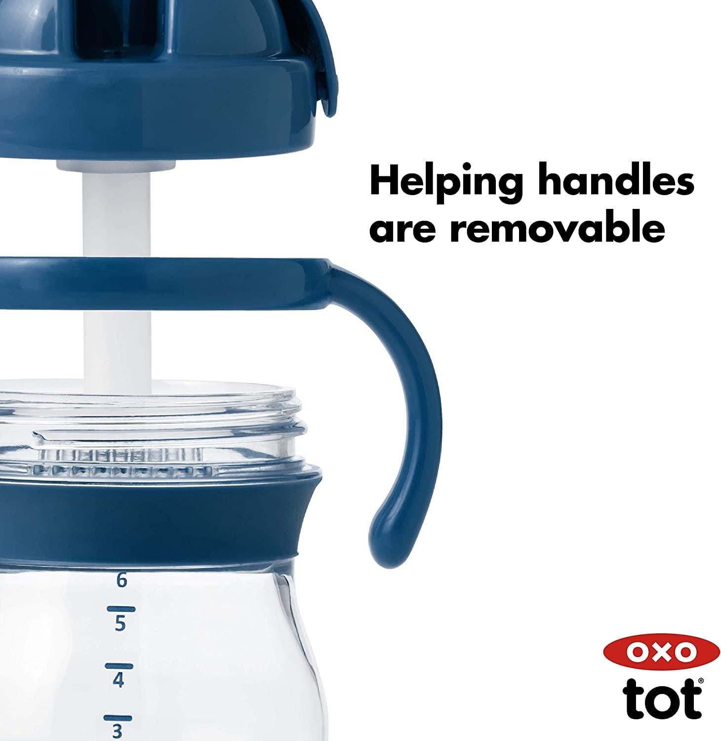  OXO Tot Transitions Straw Cup With Removable Handles - 6oz -  Navy : Baby