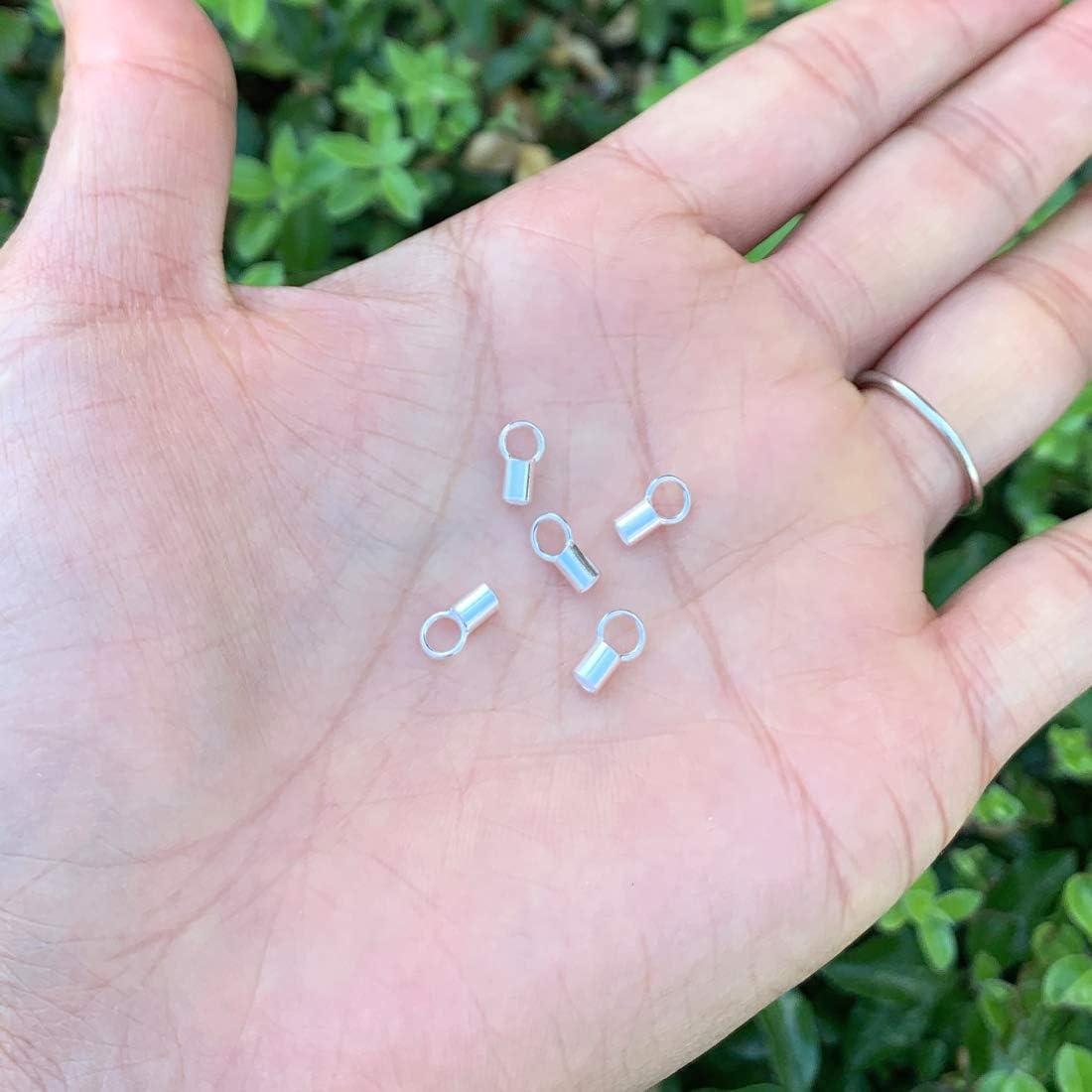 Sterling Silver Crimp End Caps | 1mm Inside Diameter With Loop | Jewelry Making Supplies