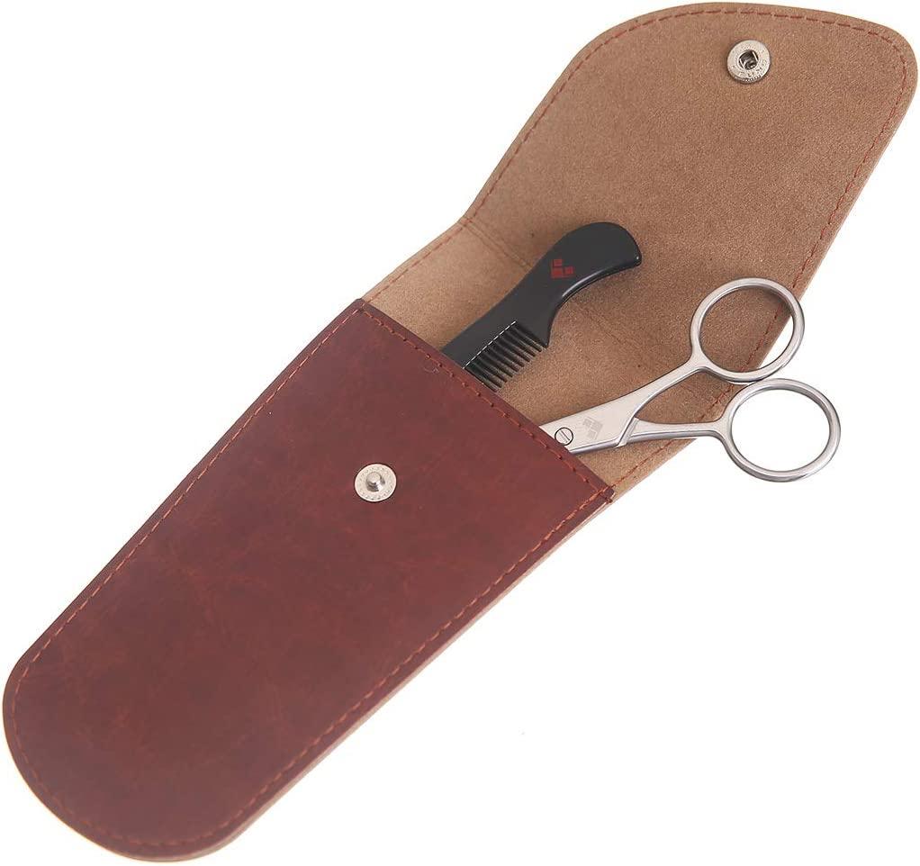 Beard Scissors Small and Comb with Case Kit for Men Gift Set for