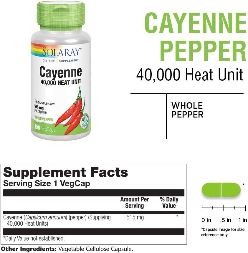 Solaray Cayenne Pepper 515 mg 40,000 Heat Unit Healthy Digestion