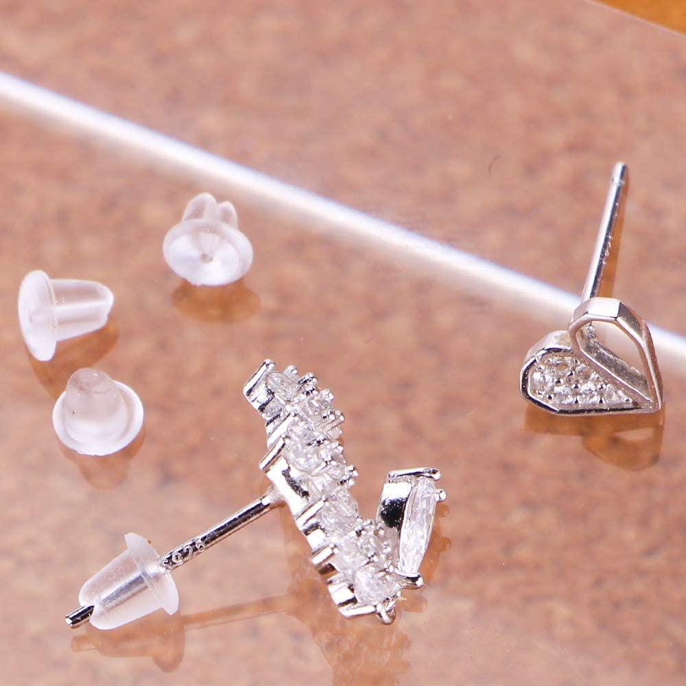 500 Pieces Clear Silicone Bullet Clutch Style Soft Earring Safety