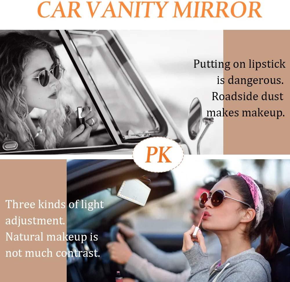 Car Visor Vanity Mirror Car Makeup Mirror with LED Lights for Car Truck SUV  Rear View Mirror Sun-Shading Cosmetic Mirror Built-in Lithium Battery  (Black)