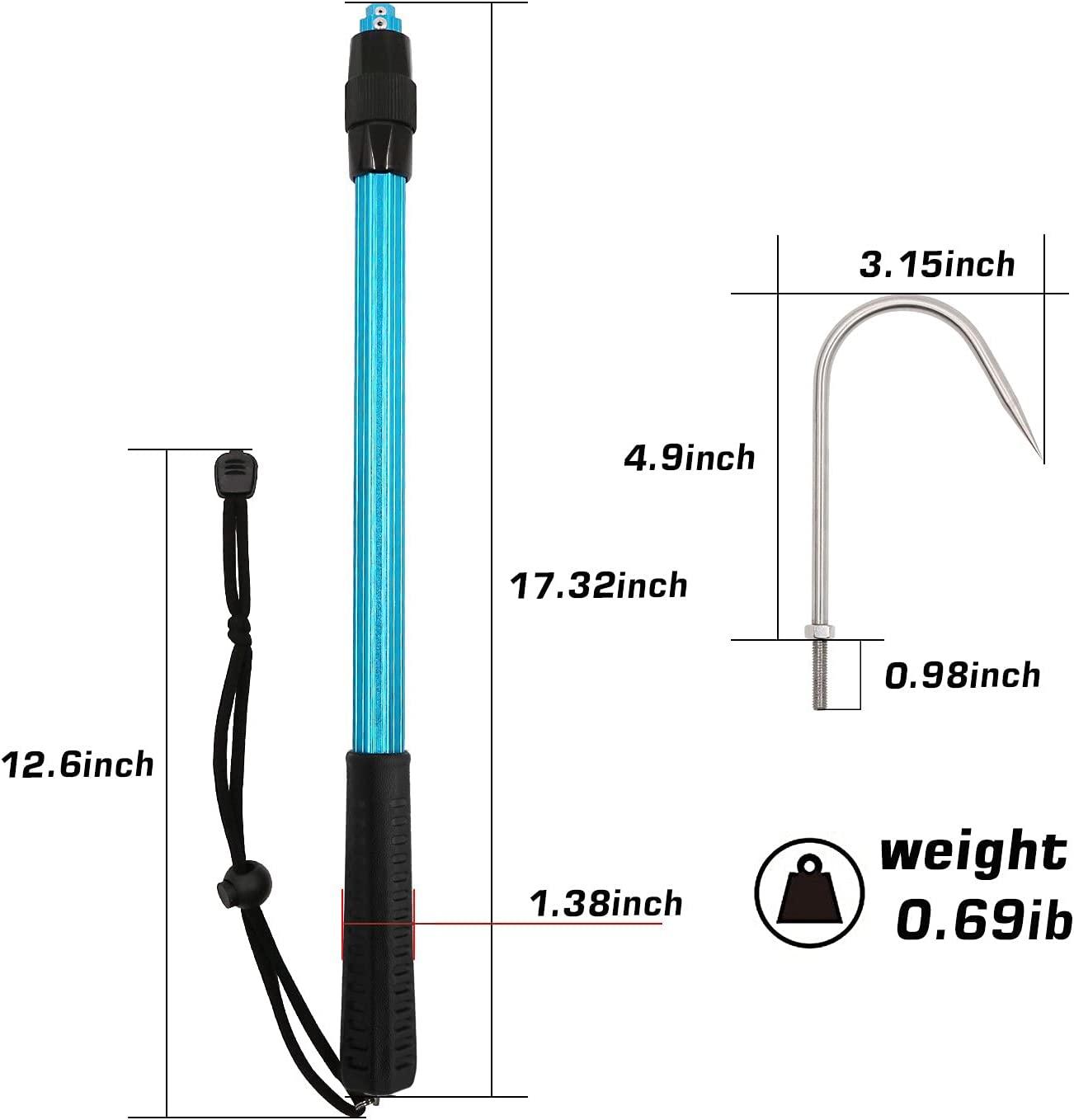 SANLIKE Telescopic Fish Gaff with Stainless Sea Fishing Spear Hook