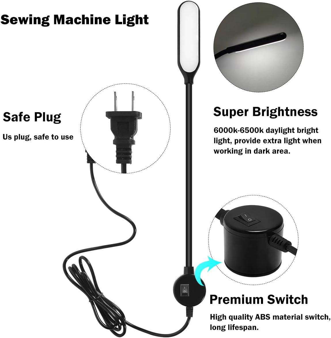 HengBo Sewing Machine Light, 30 Led Flexible Gooseneck Work Light with  Magnetic Mounting Base, 6000K Daylight Workbench Lamp for Lathes, Drill