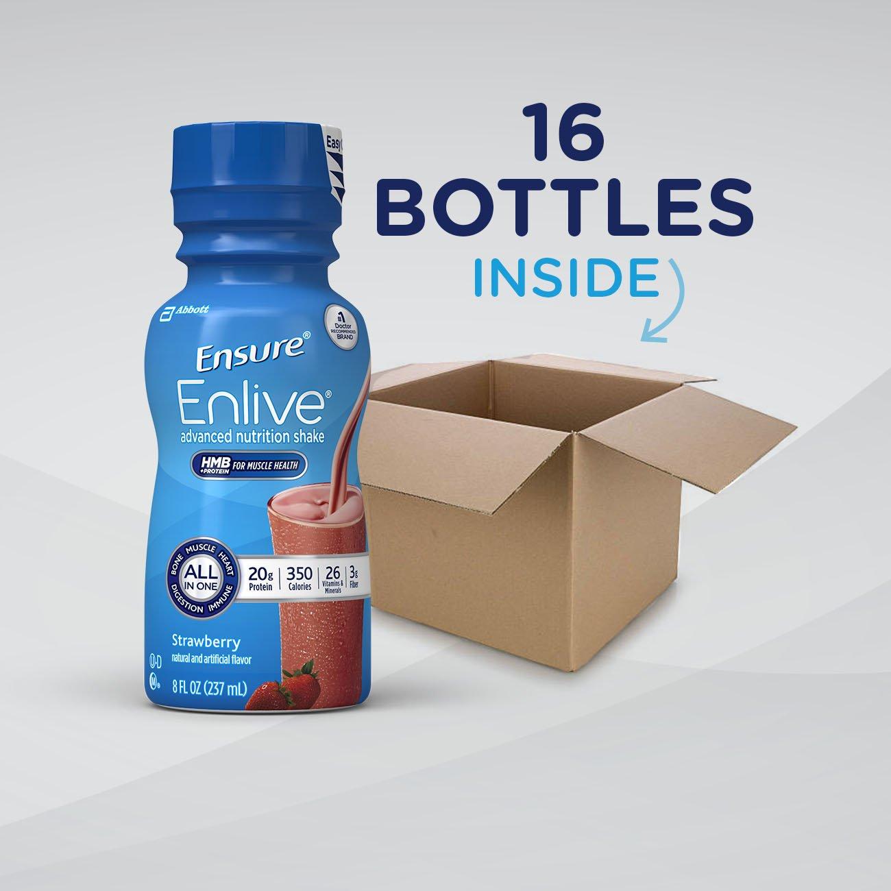 Ensure Enlive Strawberry Meal Replacement Shake 16 ct 20g Protein 8 fl oz