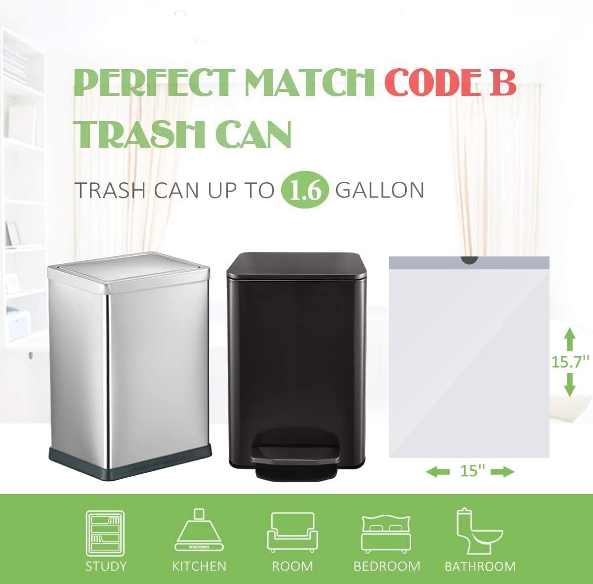 1.6 Gallon/220pcs Strong Drawstring Trash Bags Garbage Bags by Teivio, Bathroom  Trash Can Bin Liners