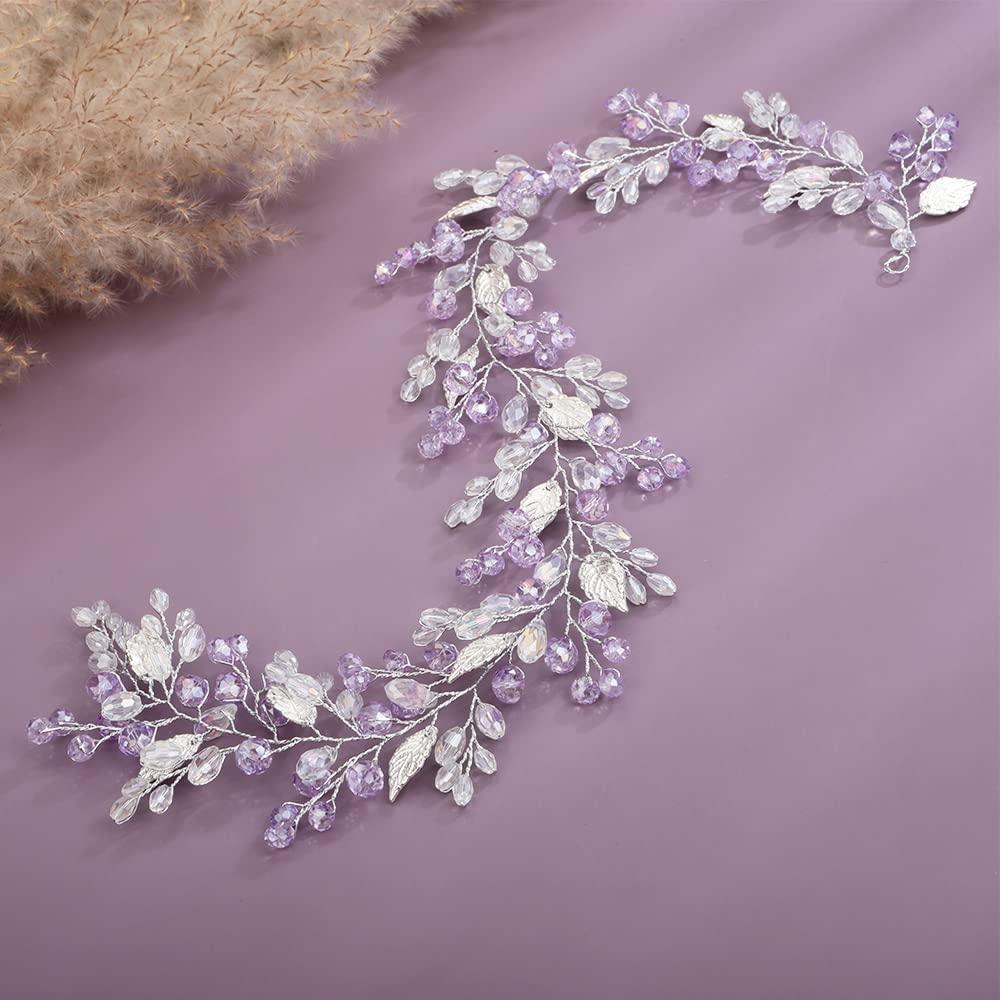 Teyglen Bridal Wedding Hair Vine Headband Handmade Silver