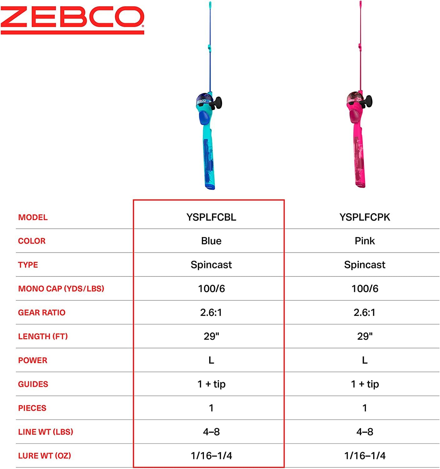 Zebco Splash Kids Spincast Reel and Fishing Rod Combo 29 Durable