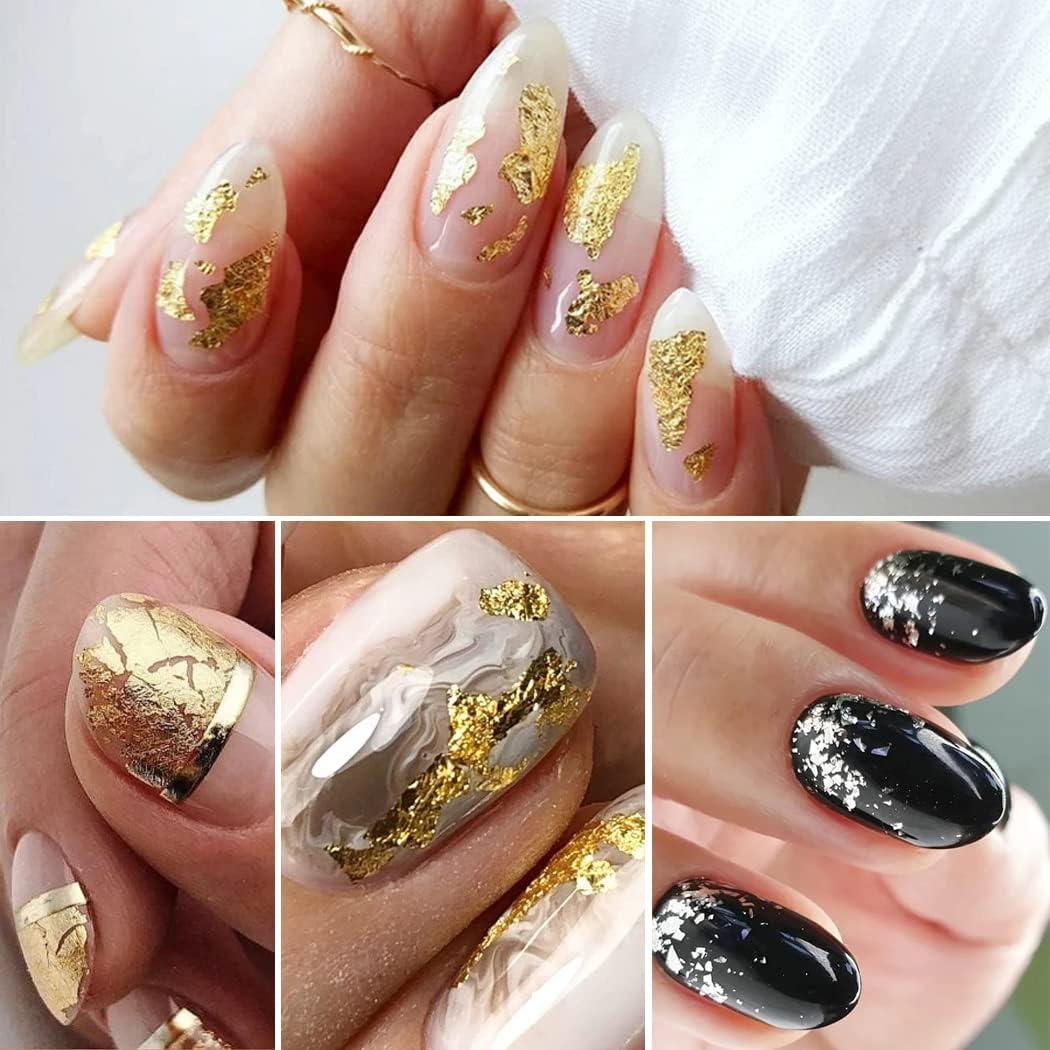 Gold Leaf 3D Nail Art That Shines