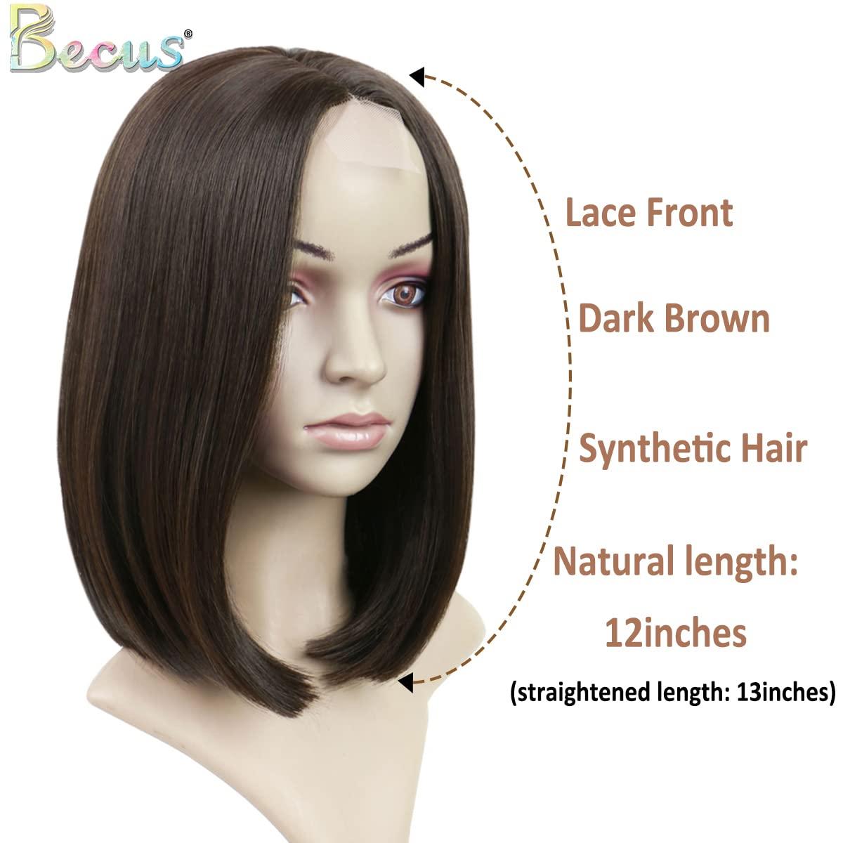 Lace Front Dark Brown Wig Shoulder Length Synthetic Wig for