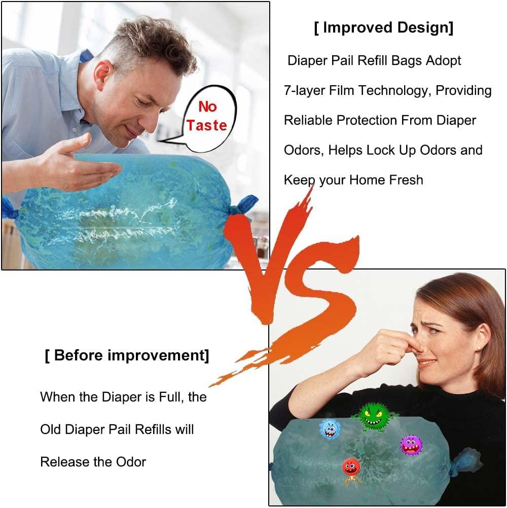 Nappyly Nappy Bin Refill Cassettes - Compatible With AngelCare And Litter Locker Diaper Disposal Systems - Pack Of 4 Refills - 7 Layer Bags Add Extra