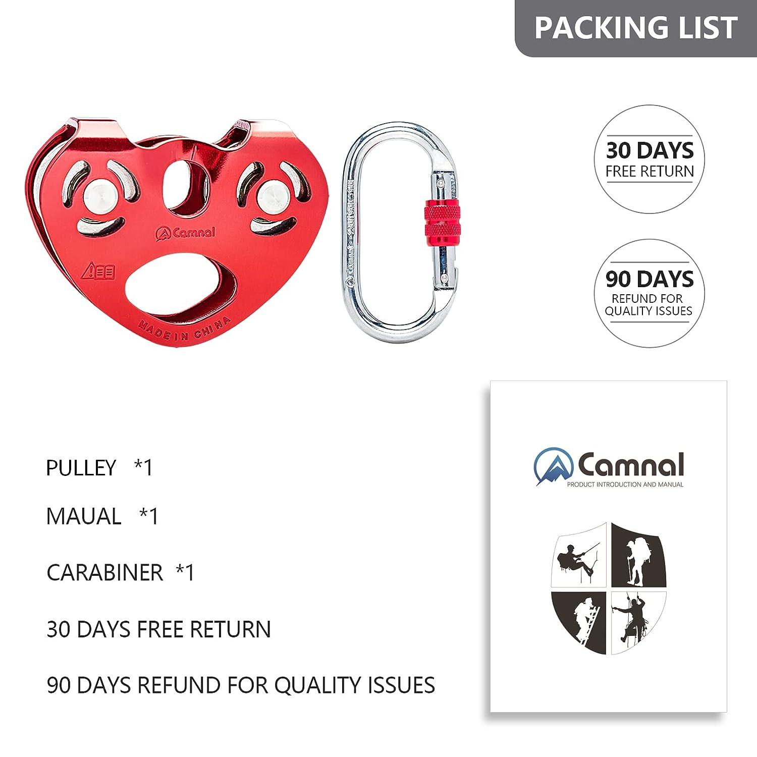 CAMNAL Zipline Trolley Kit with 25kN Carabiner Dual Speed Trolley for