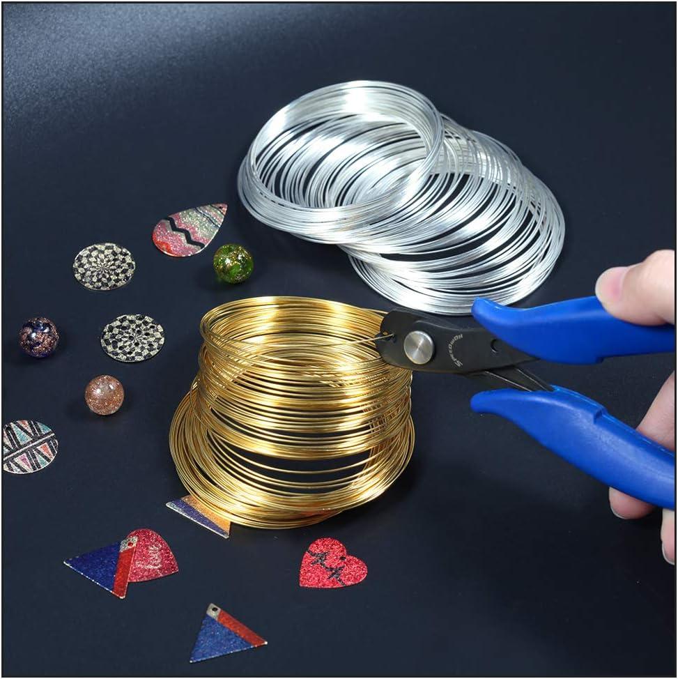 SPEEDWOX 200 Loops Memory Wire for Bracelet Making 5 Inches Memory Wire Cutting Pliers Set for Jewelry Making Gold Silver Loop Jewelry Wire Arts DIY